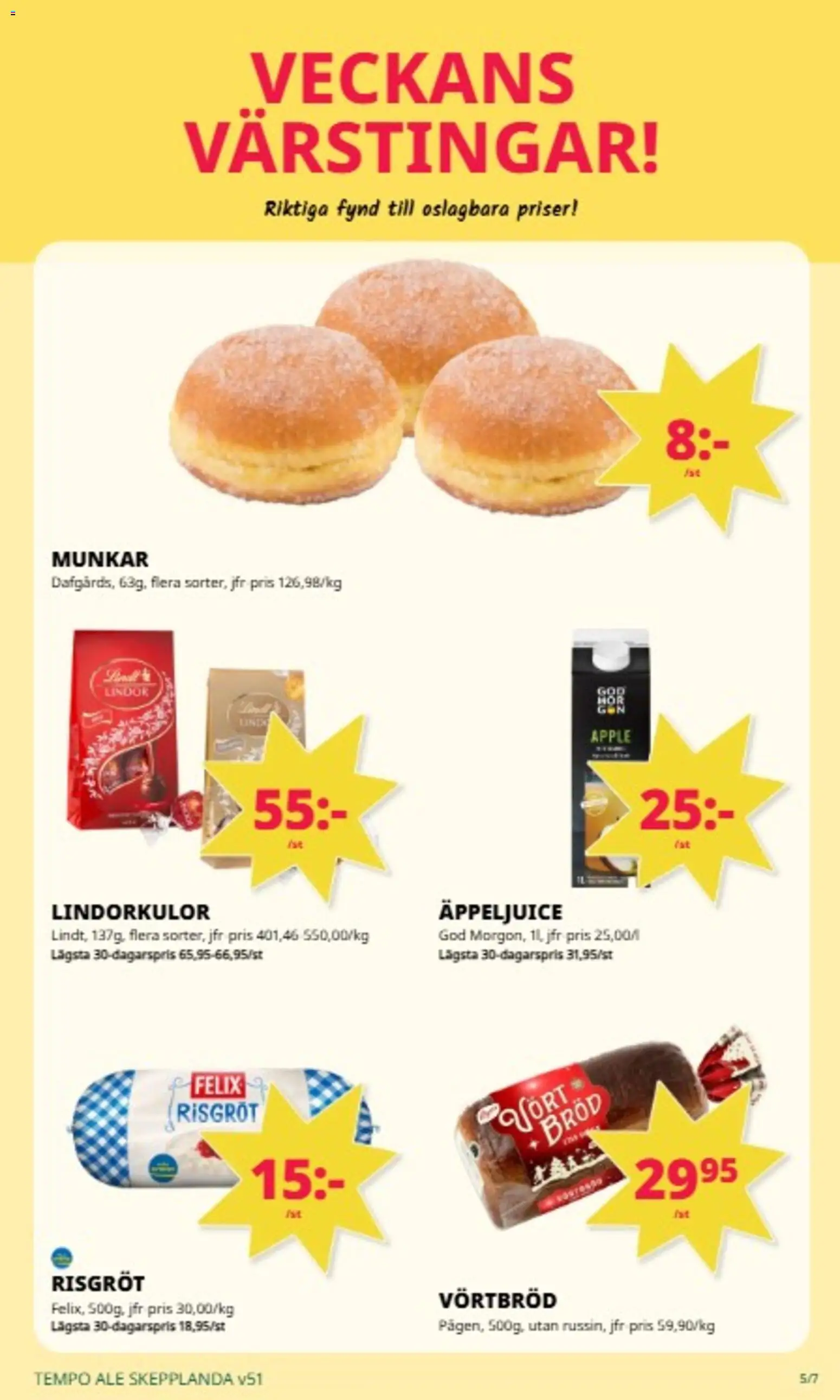 Tempo reklamblad aktuell från 15.12.2025 | Sida: 5 | Produkter: Bröd, Äpple