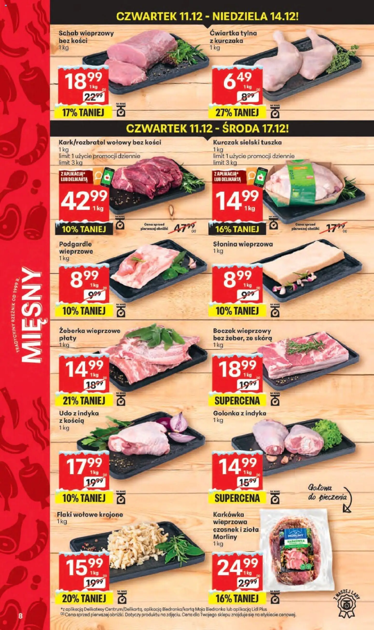 Delikatesy Centrum Gazetka od 11.12.2025 | Strona: 8 | Produkty: Kurczak, Schab, Słonina, Delikatesy