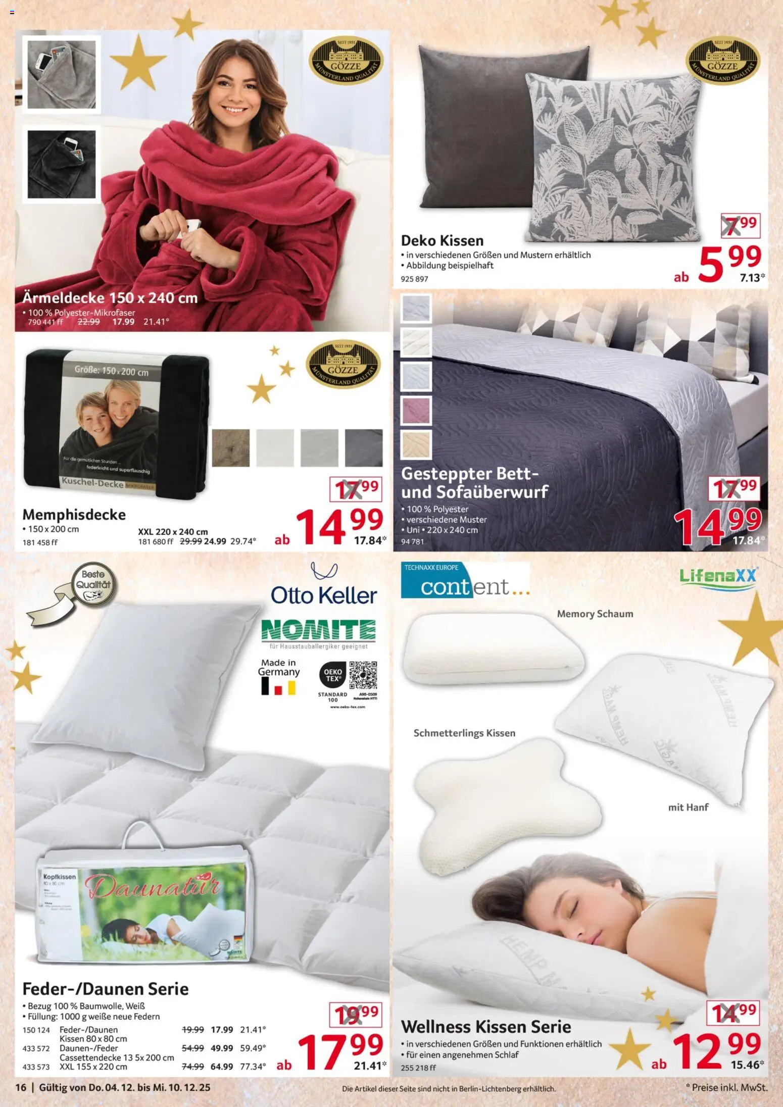 Selgros  Non Food – gültig ab 04.12.2025 | Seite: 16 | Produkte: Bett, Kissen, Kopfkissen