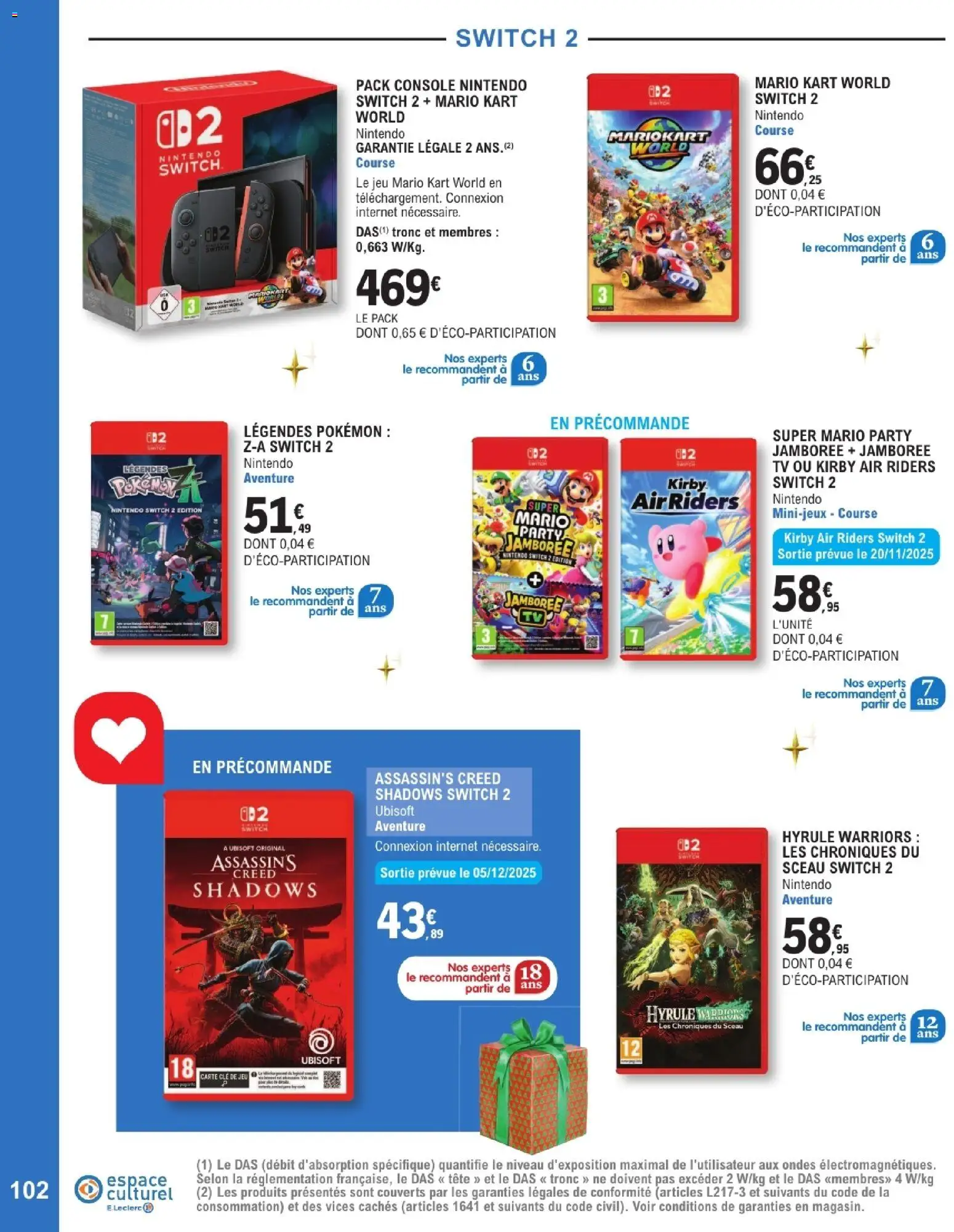 {H1} | Page: 102 | Produits: Vidéo, Clé, console Nintendo Switch, Assassin's creed