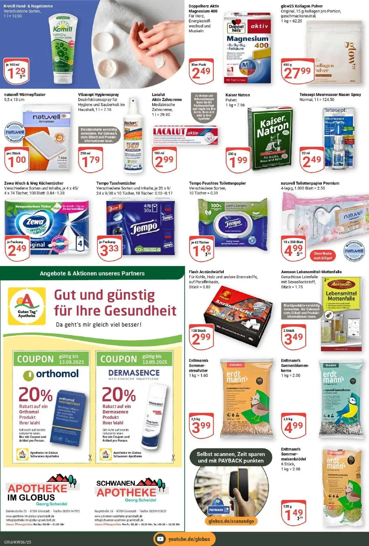 Globus prospekt Grünstadt	 – gültig ab 01.09.2025 | Seite: 23 | Produkte: Tempo, Telefon, Uhr, Toilettenpapier