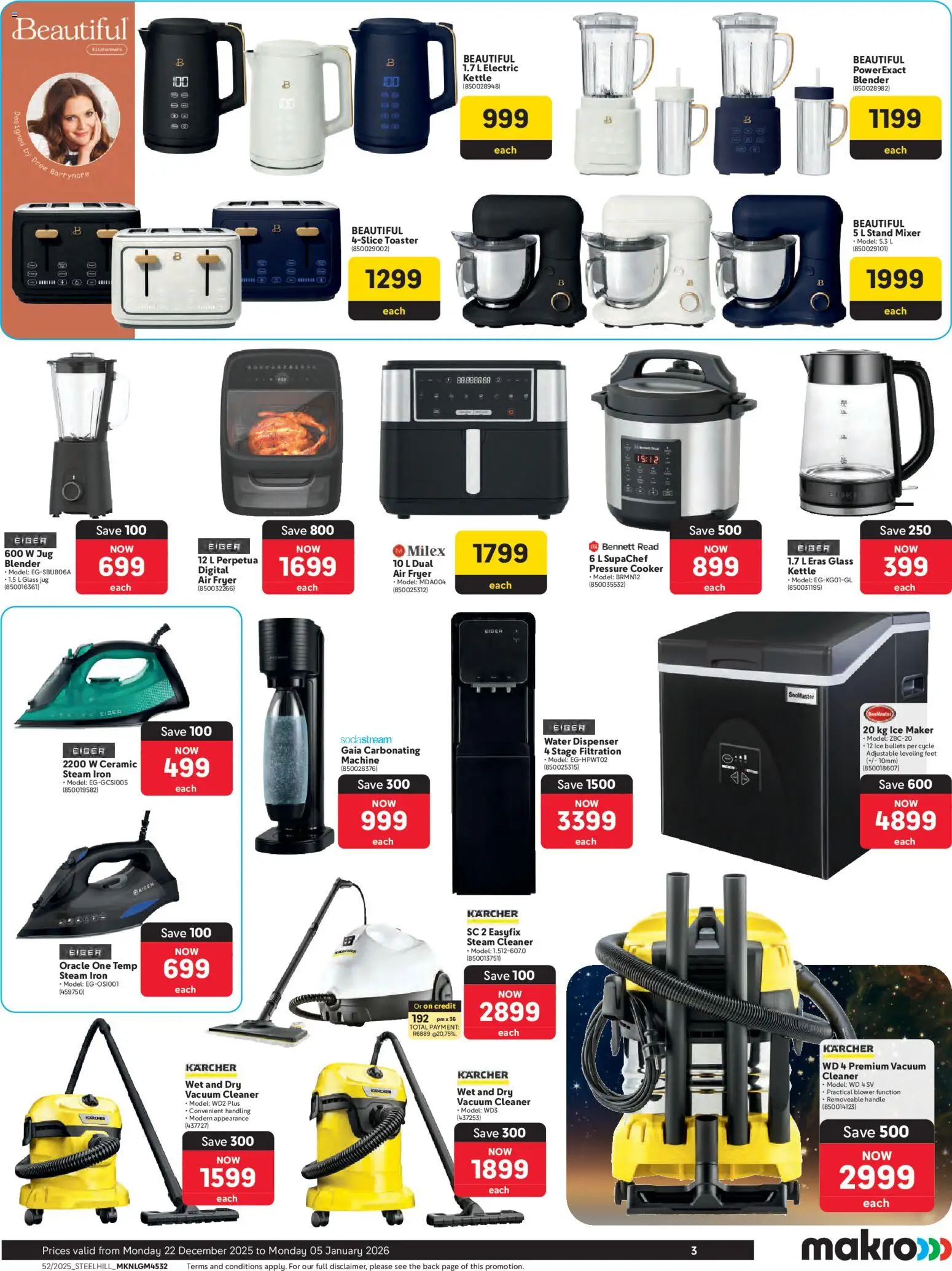 New Makro catalogue – valid from 22.12.2025 | Page: 3 | Products: Iron, Fryer, Cooker, Blender