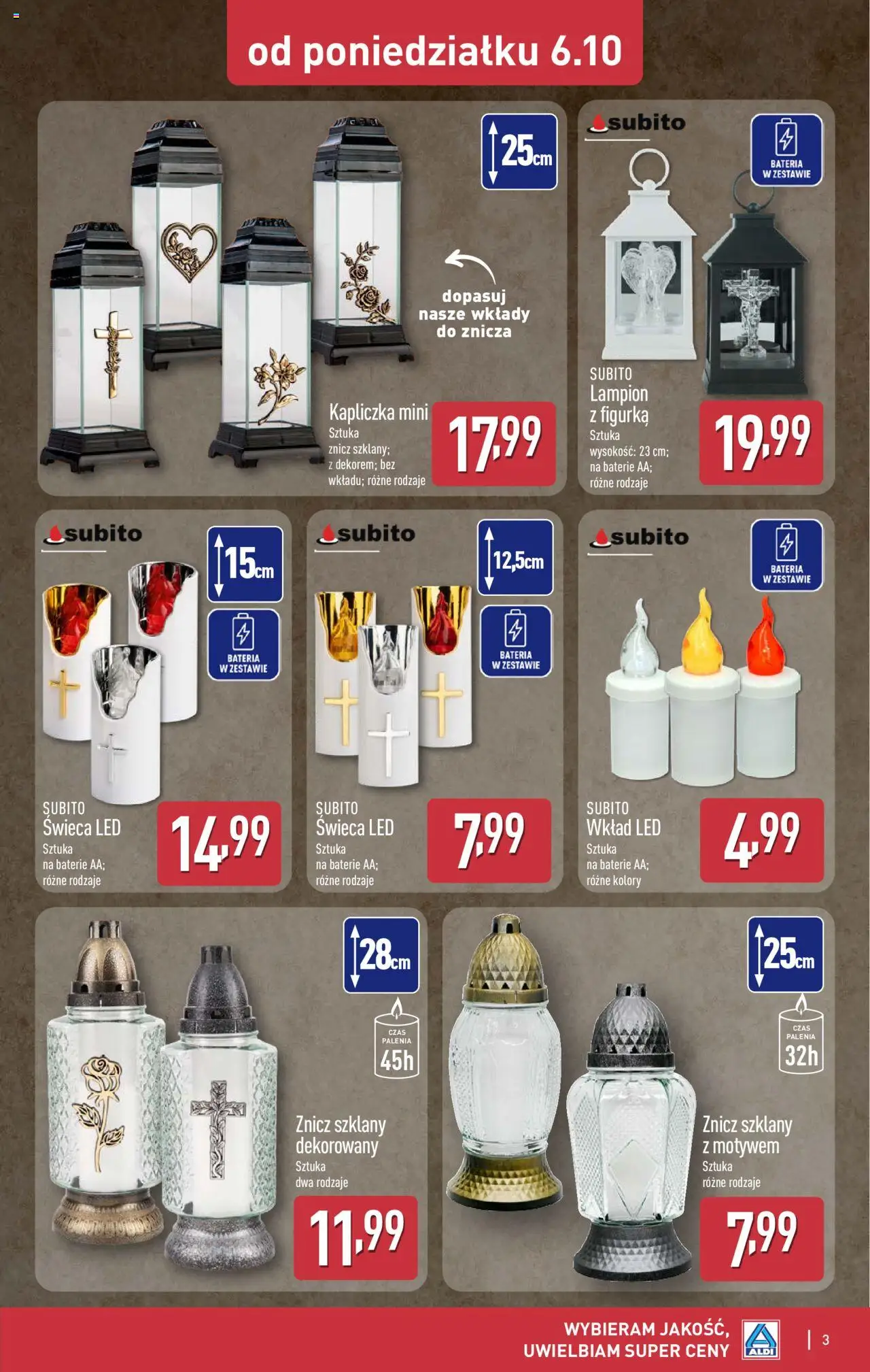 Aldi Gazetka - Światełko pamięci od 06.10.2025 | Strona: 3 | Produkty: Baterie, Bateria