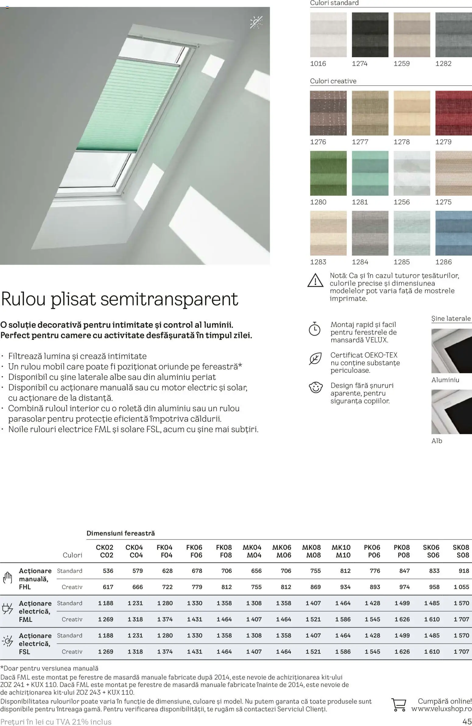 Noul catalog Velux – valabil de la 03.02.2026 | Pagină: 45 | Produse: Tavuk suyu, Fereastră