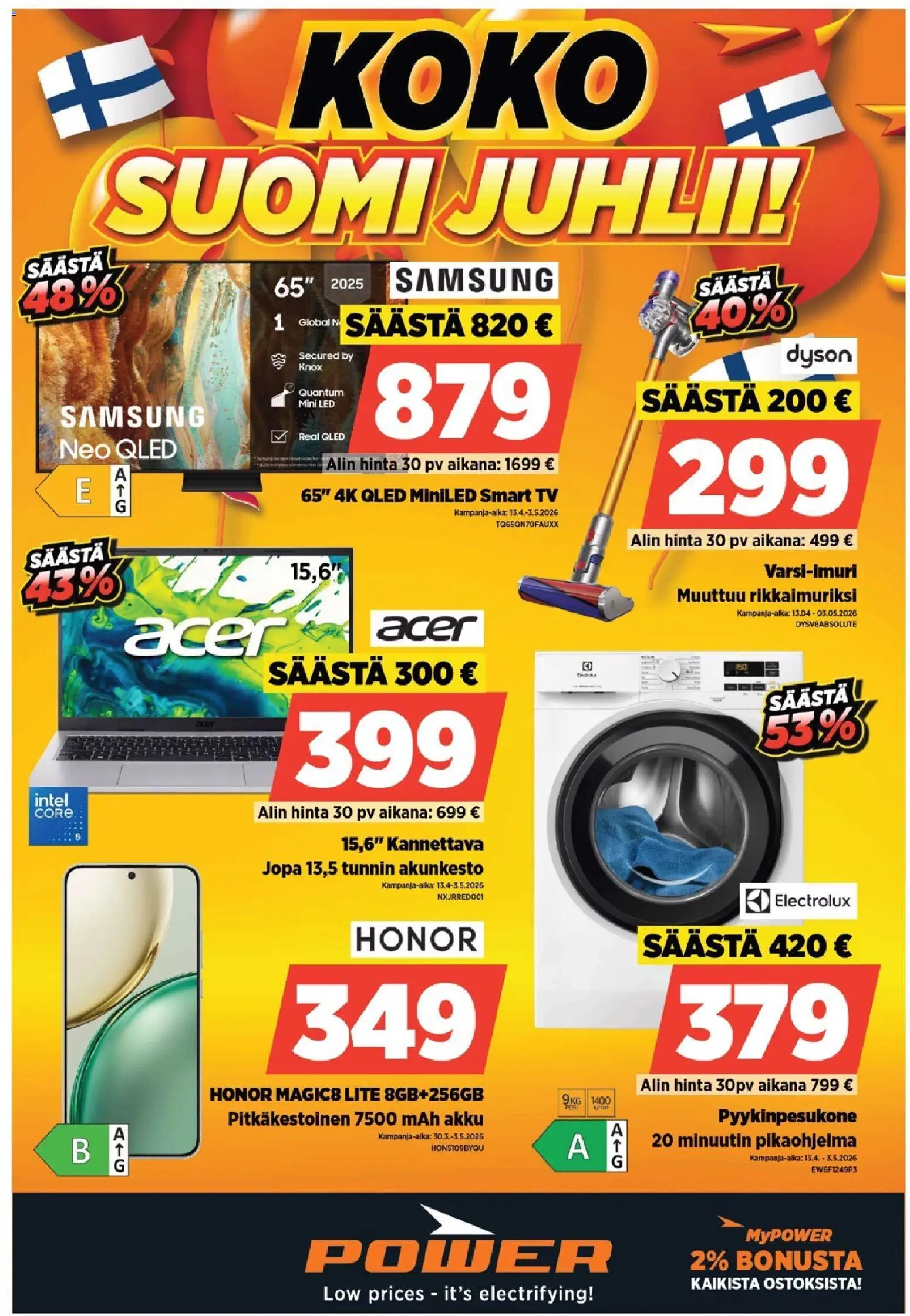 Power tarjoukset – voimassa 13.04.2026 alkaen | Sivu: 1 | Tuotteet: Akku, TV