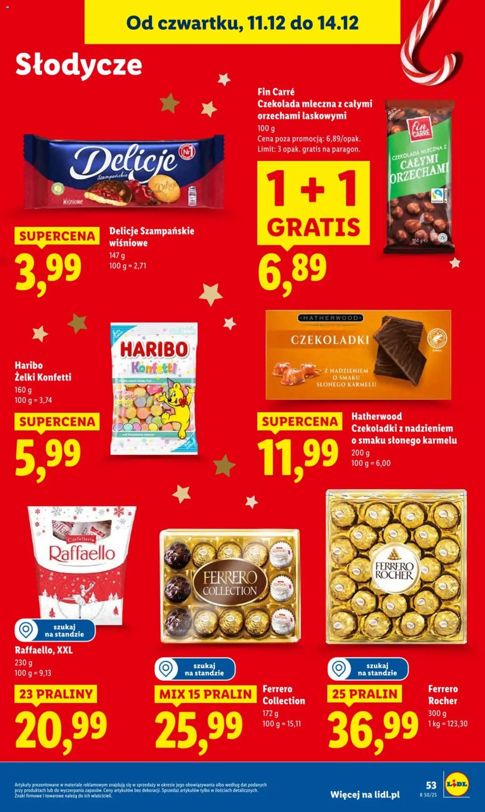 Lidl Gazetka od 11.12.2025 | Strona: 53 | Produkty: Czekoladki, Czekolada mleczna, Czekolada, Ferrero rocher