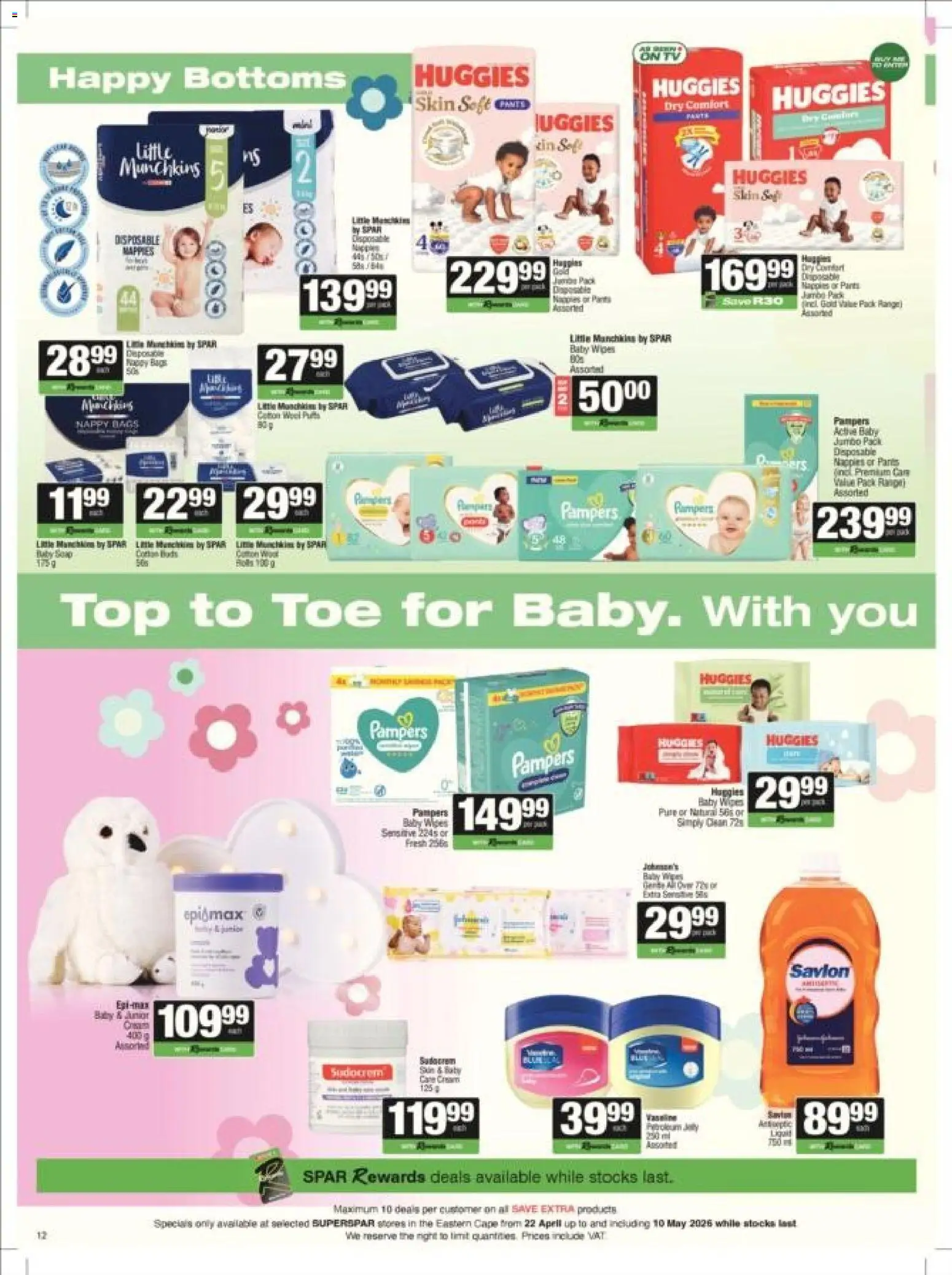 New Superspar catalogue – valid from 22.04.2026 | Page: 12 | Products: Bottoms, Nappies, Cotton buds