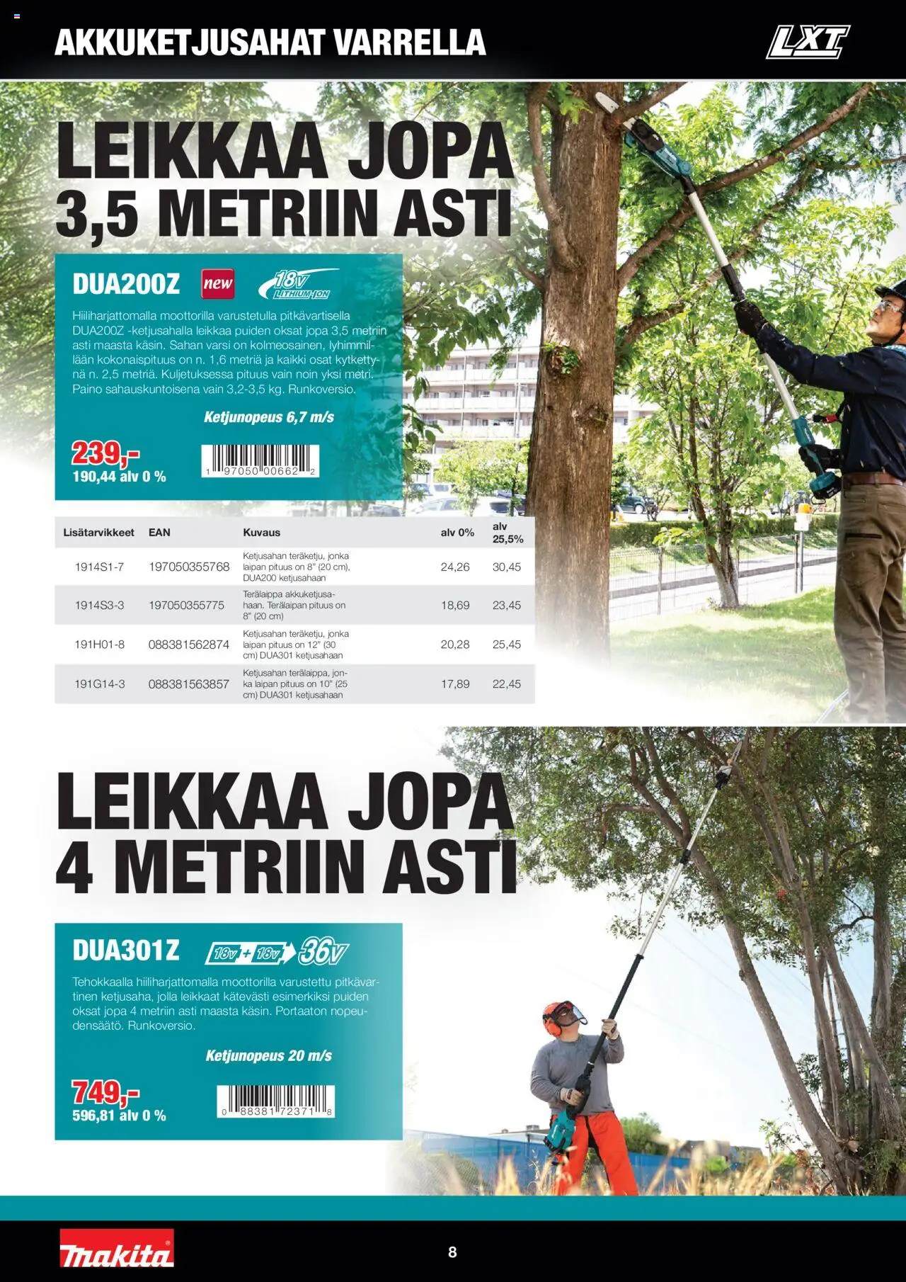 Makita tarjoukset - LXT Puutarha 2025 – voimassa 08.05.2025 alkaen | Sivu: 8