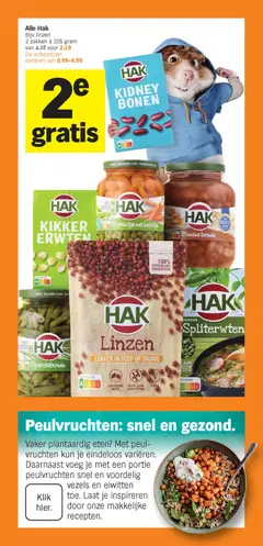 Alle Hak Bijv. linzen, 2 zakken à 205 gram - Voorbeeld van een folder van Albert Heijn, geldig van 05.01.2026 | Pagina: 4 | Producten: Salade, Linzen, Citrompótló tabletta