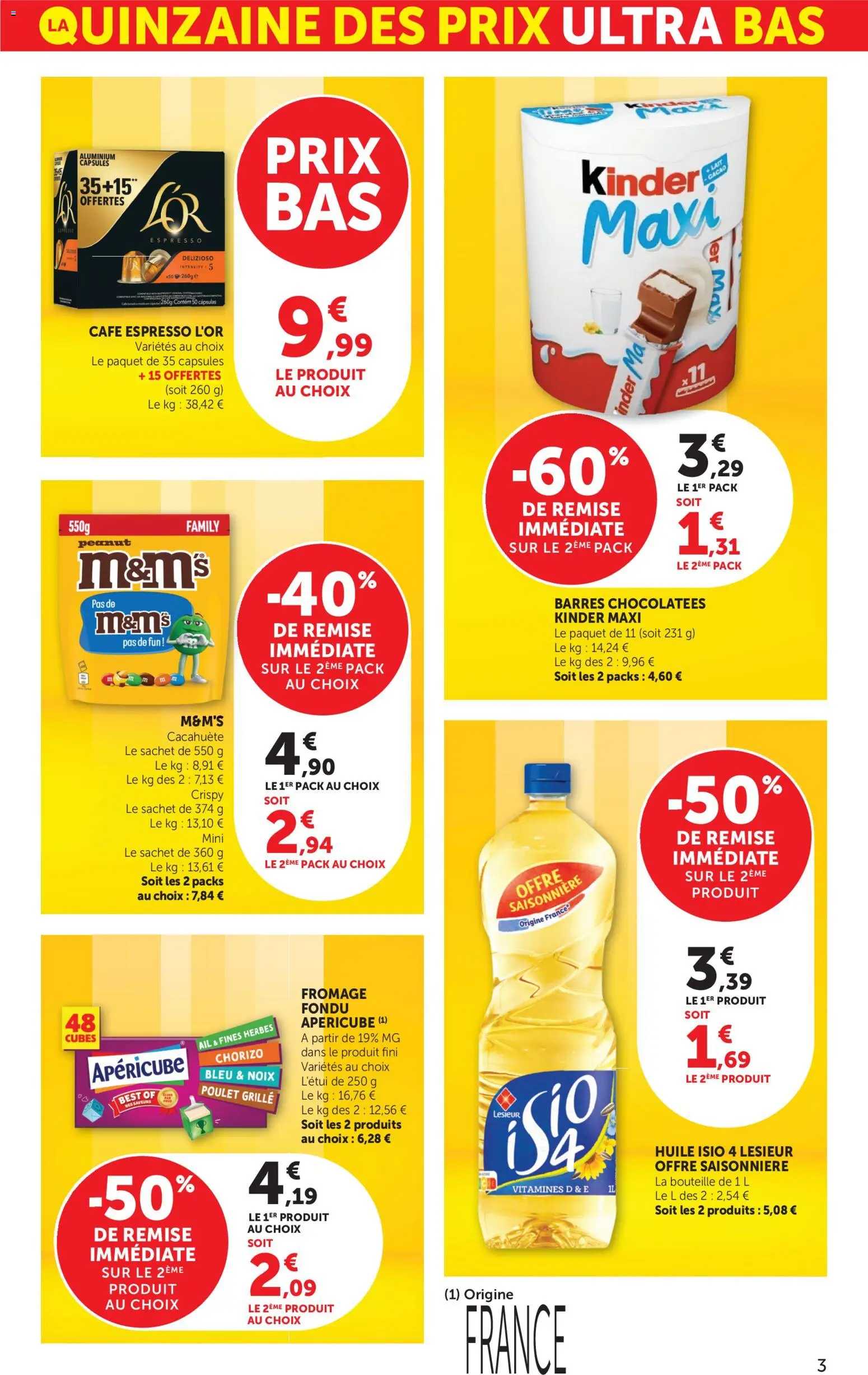 {H1} | Page: 3 | Produits: Cacahuète, Fromage, Huile, Café