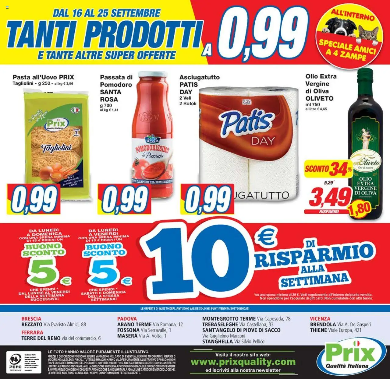 Volantino Prix del 16.09.2025 | Pagina: 16 | Prodotti: Uova, Pomodoro, Olio, Asciugatutto