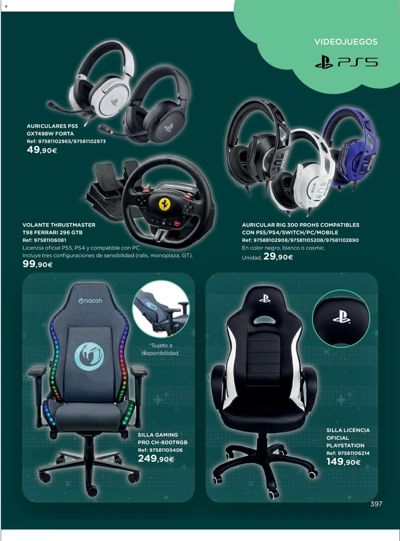 El Corte Inglés ofertas │ válido desde el 27.10.2025 | Página: 397 | Productos: Auriculares, Playstation, Silla