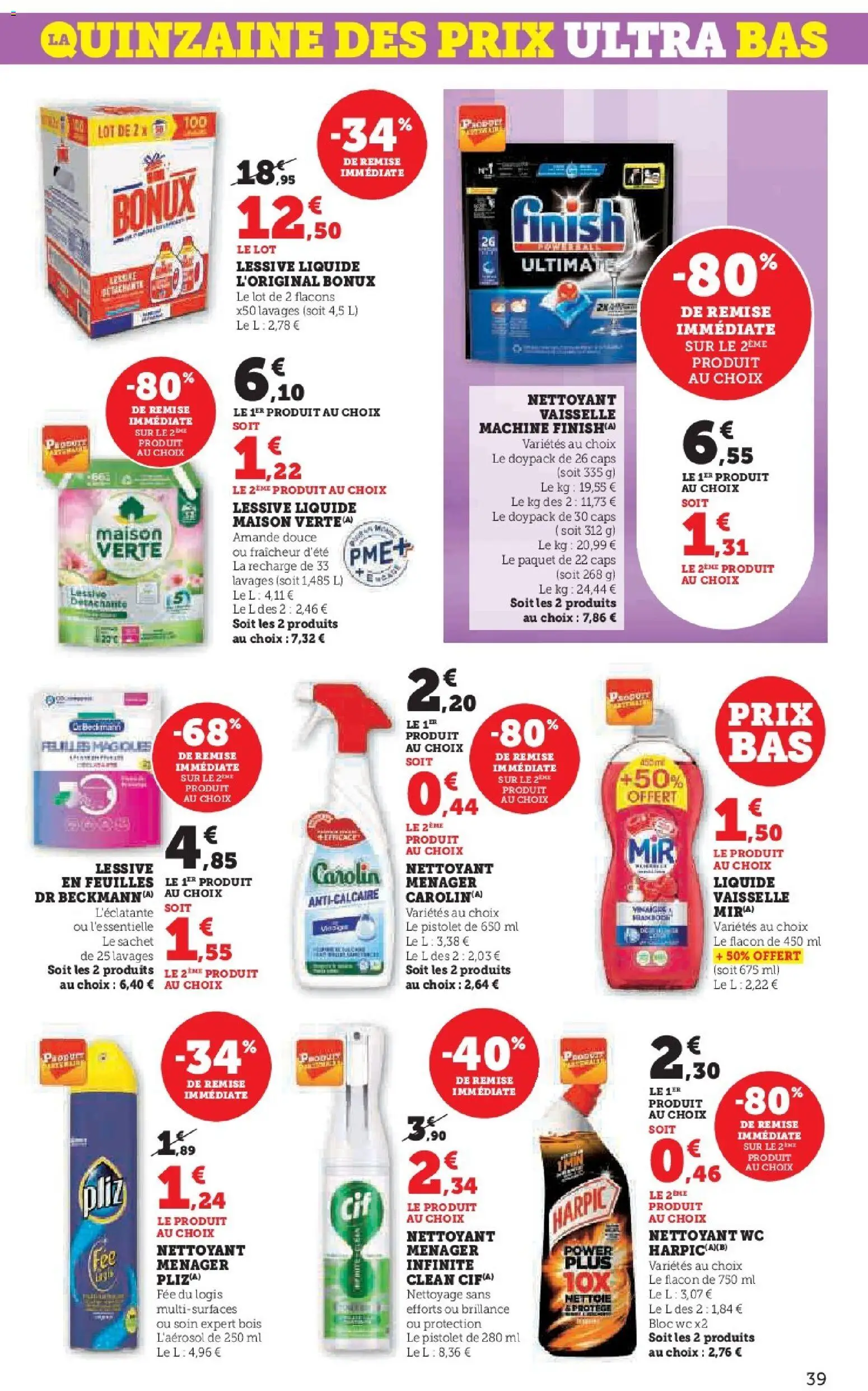 {H1} | Page: 39 | Produits: Amande, Lessive Liquide, bloc WC, Lessive