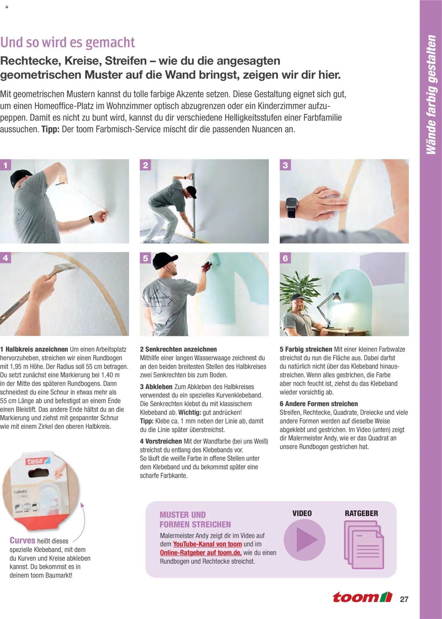 Toom Baumarkt Wände streichen und tapezieren – gültig ab 01.01.2026 | Seite: 27 | Produkte: Wandfarbe, Video