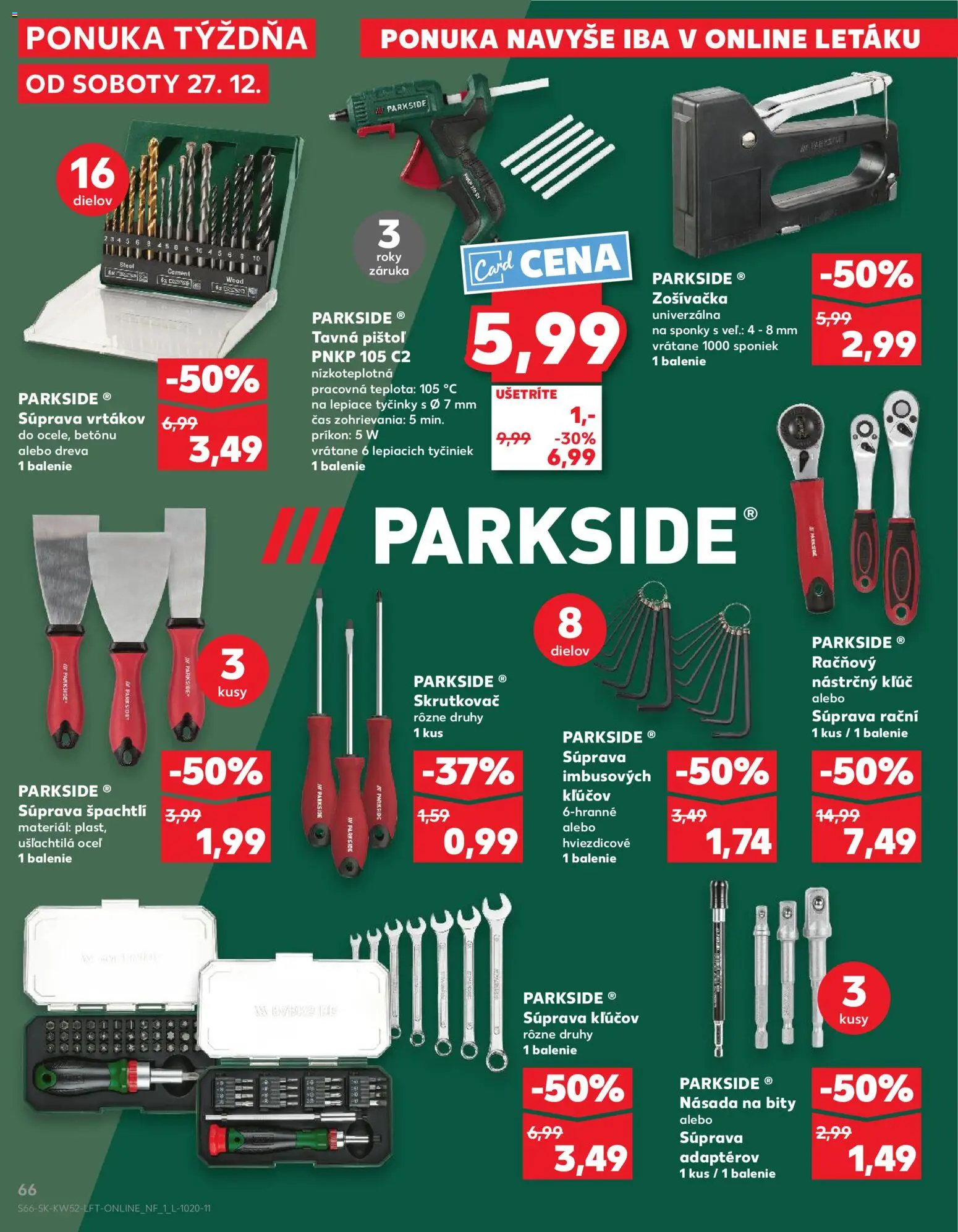 Kaufland SK akciós ujság - amely érvényes a következő dátumtól: 27.12.2025 | Oldal: 66 | Termékek: Parkside, Cement