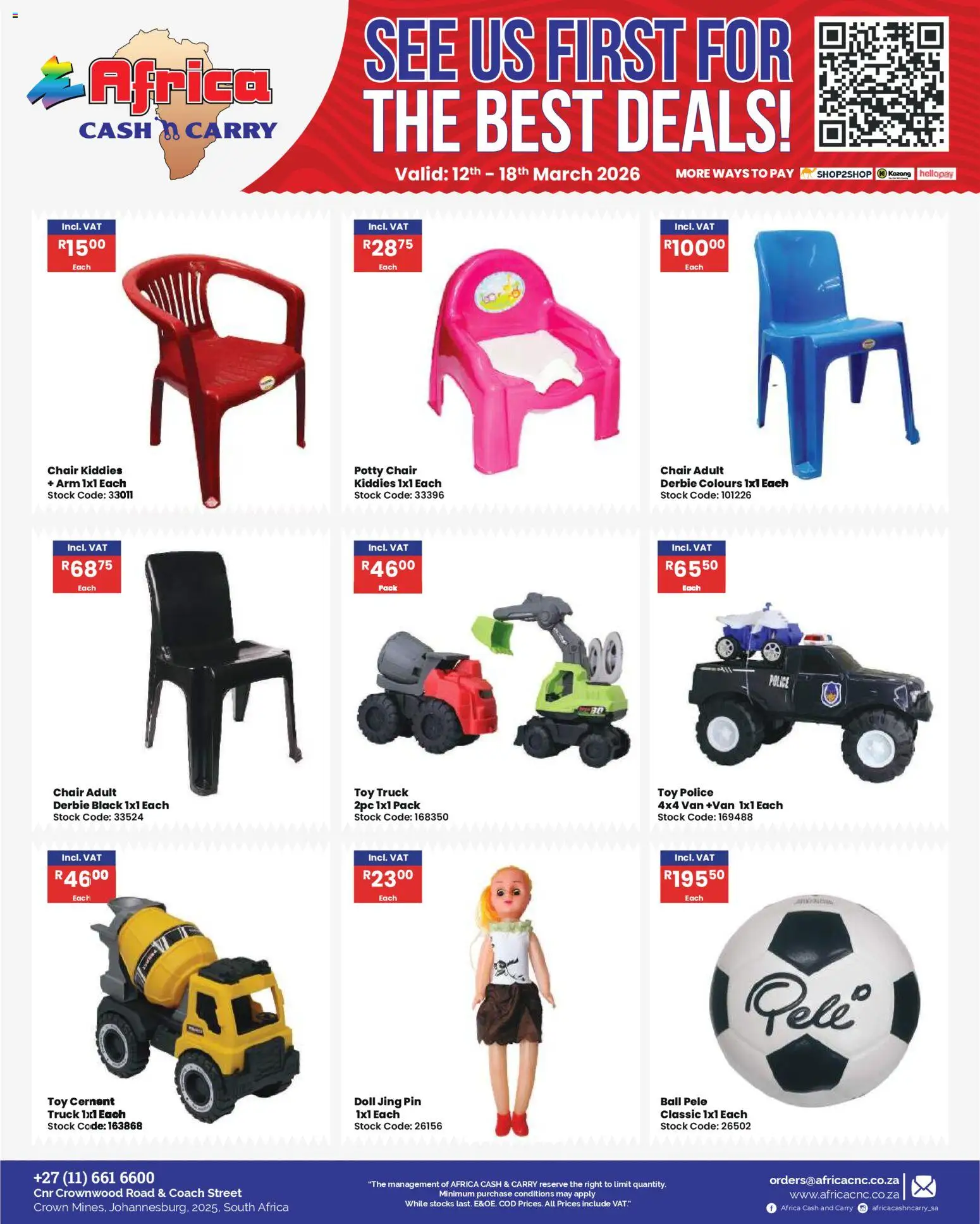 New Africa Cash & Carry catalogue – valid from 12.03.2026 | Page: 37 | Products: Chair, Stock