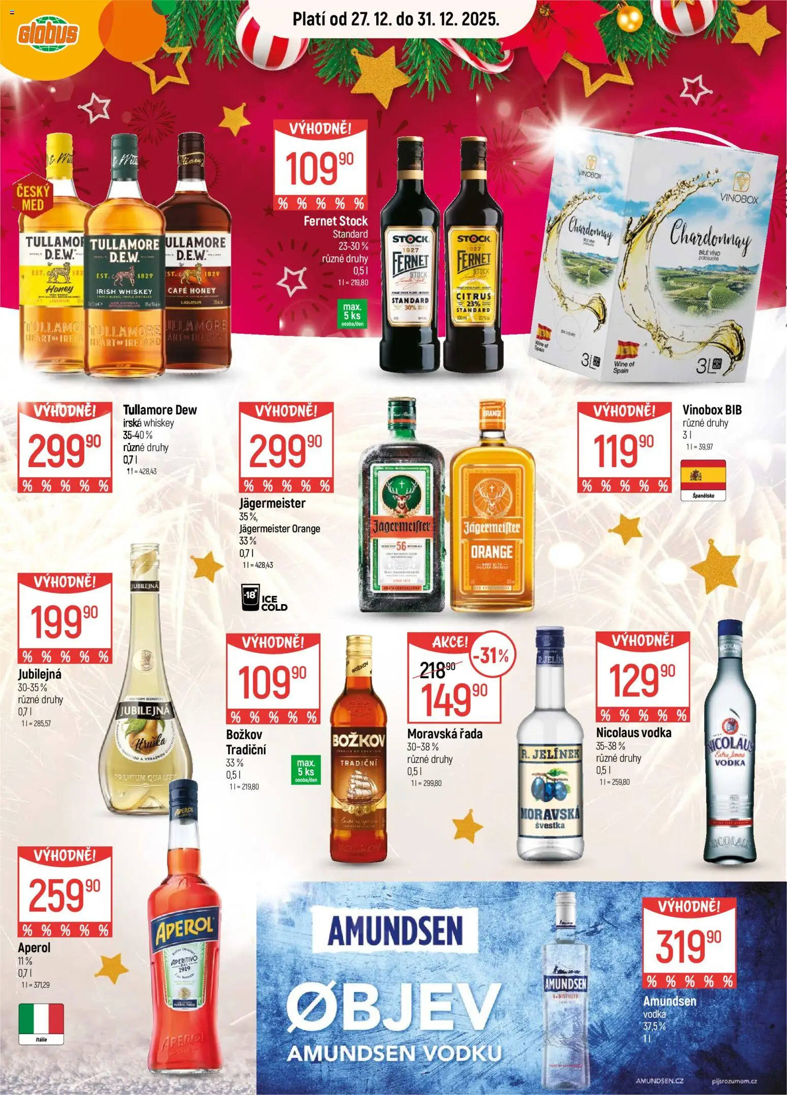 Globus leták - Brno od 27.12.2025 | Strana: 12 | Produkty: Whiskey, Nicolaus vodka, Aperitivo, Tullamore Dew