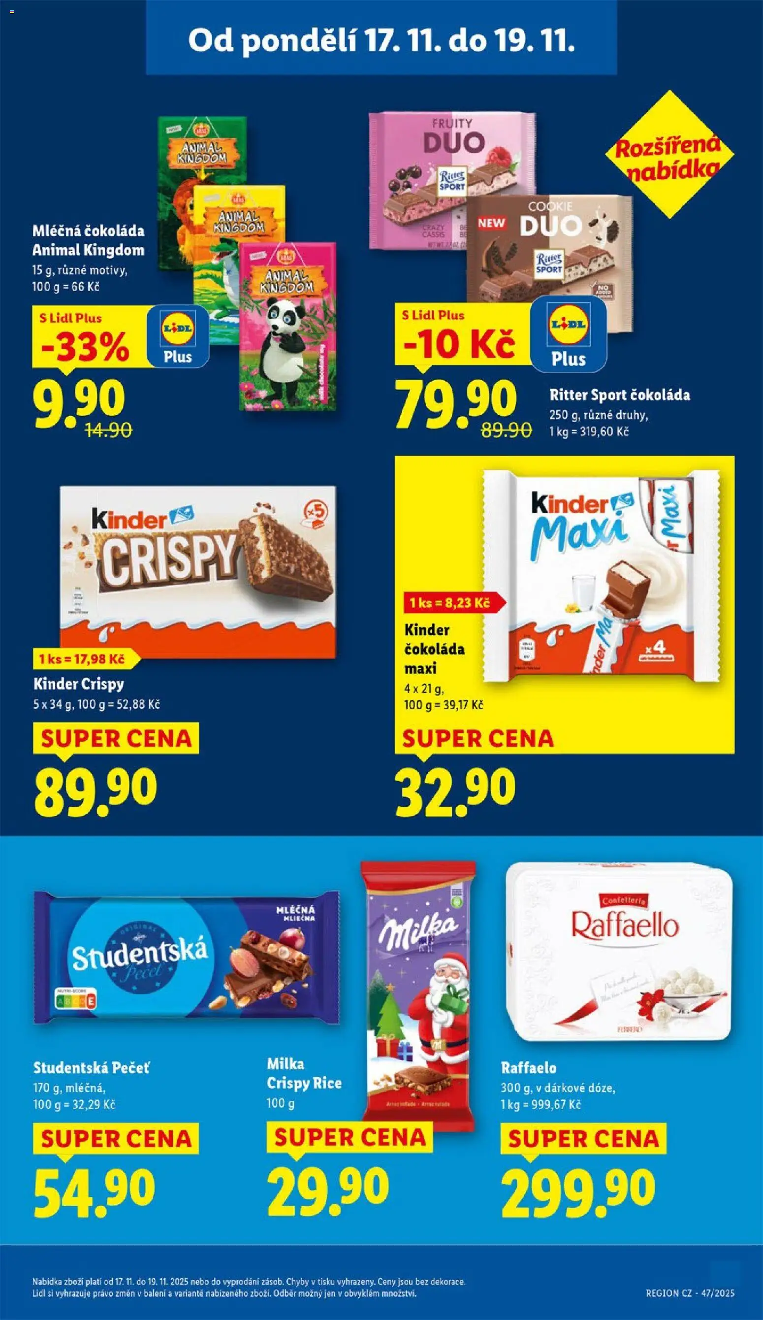 Lidl Black Friday od 17.11.2025 | Strana: 23 | Produkty: Čokoláda, Studentská pečeť, Ritter Sport, Kinder
