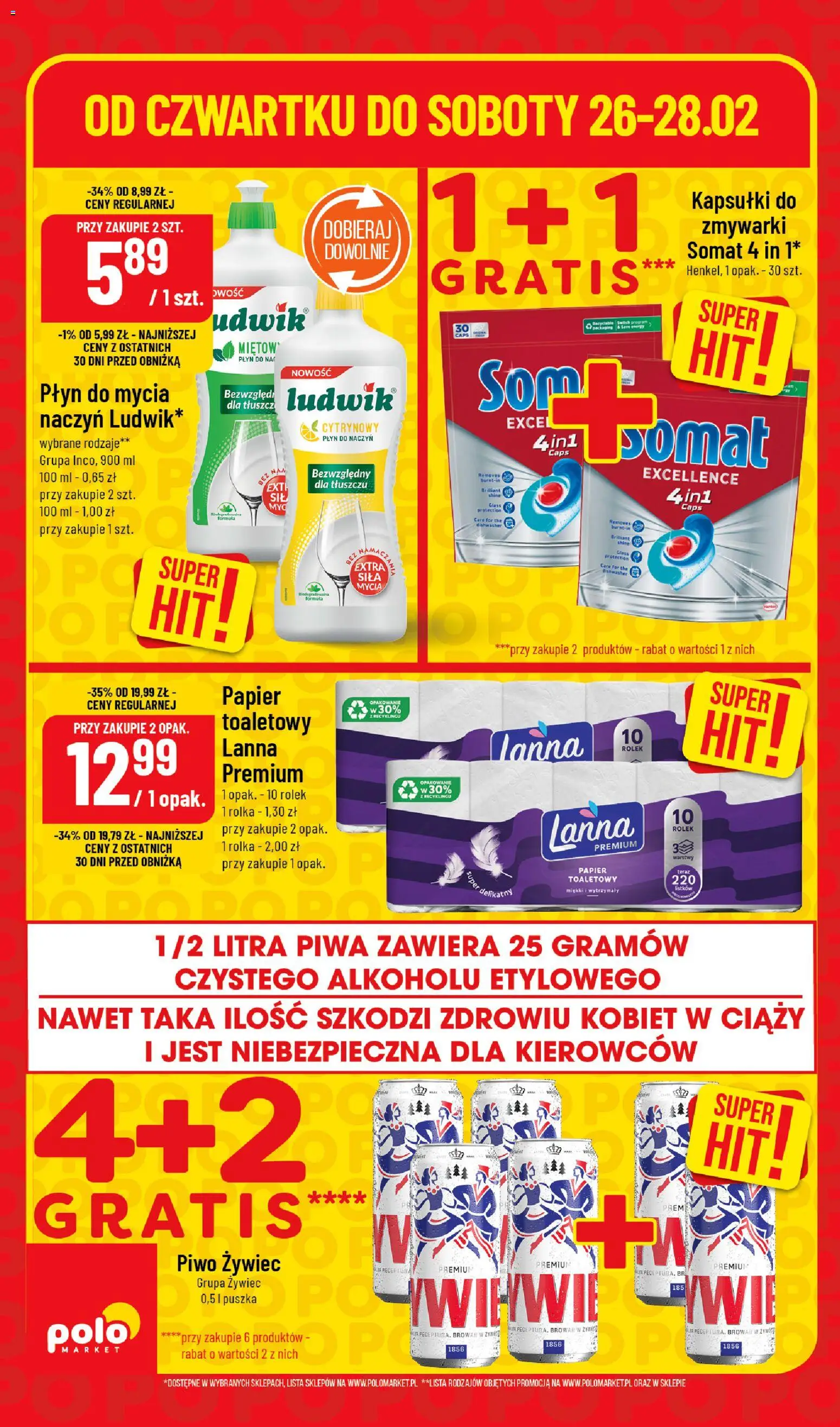 POLOmarket Gazetka - Super Hity od 26.02.2026 | Strona: 4 | Produkty: Papier toaletowy, Piwo, Pita