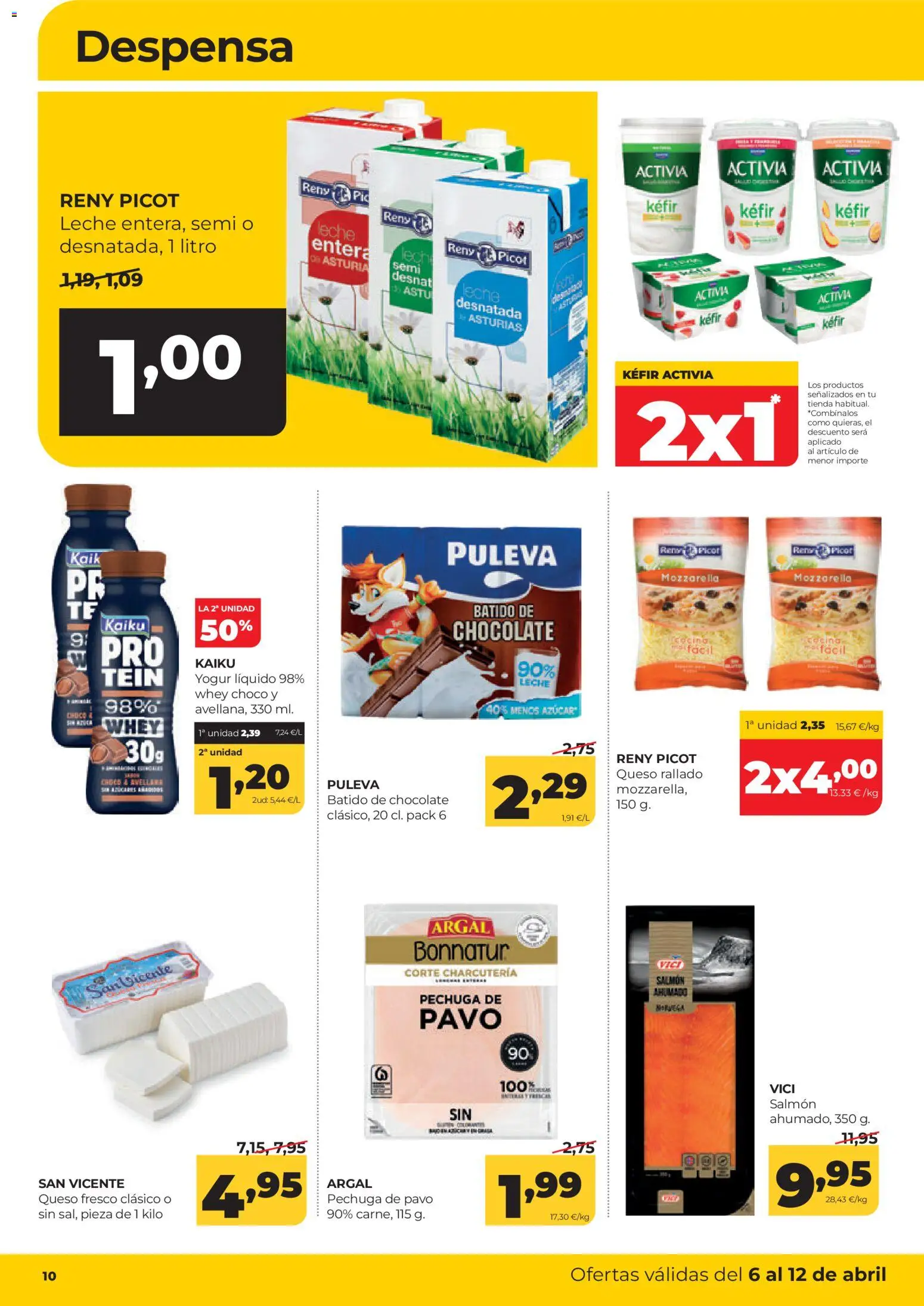 Alimerka folleto Asturias │ válido desde el 06.04.2026 | Página: 10 | Productos: Leche entera, Queso, Queso fresco, Queso rallado