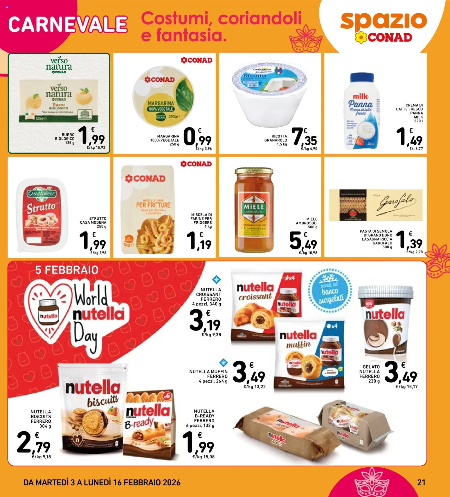 Volantino Spazio Conad del 03.02.2026 | Pagina: 21 | Prodotti: Gelato, Burro, Muffin, Croissant