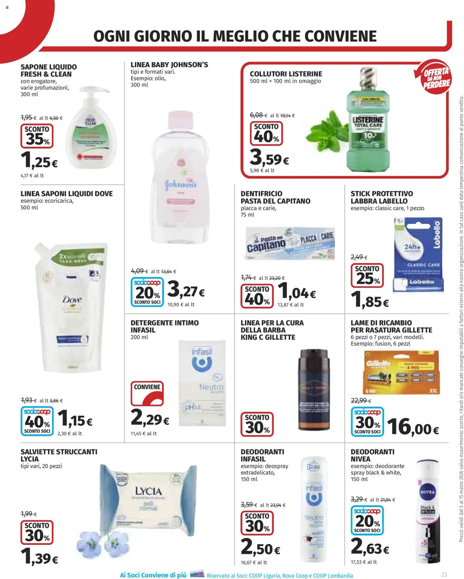 Volantino COOP del 05.03.2026 | Pagina: 23 | Prodotti: Sapone, Deodorante, Detergente intimo, Detergente