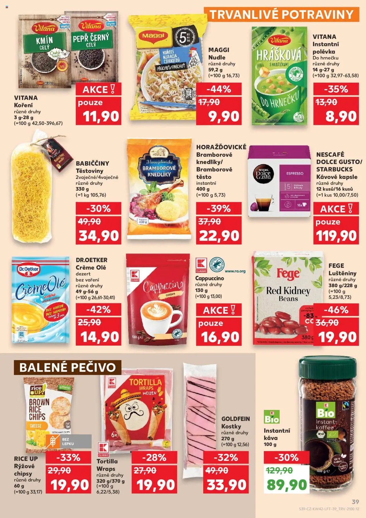 Kaufland leták - Chomutov od 15.10.2025 | Strana: 39 | Produkty: Těstoviny, Tortilla wraps, Nescafé, Potraviny