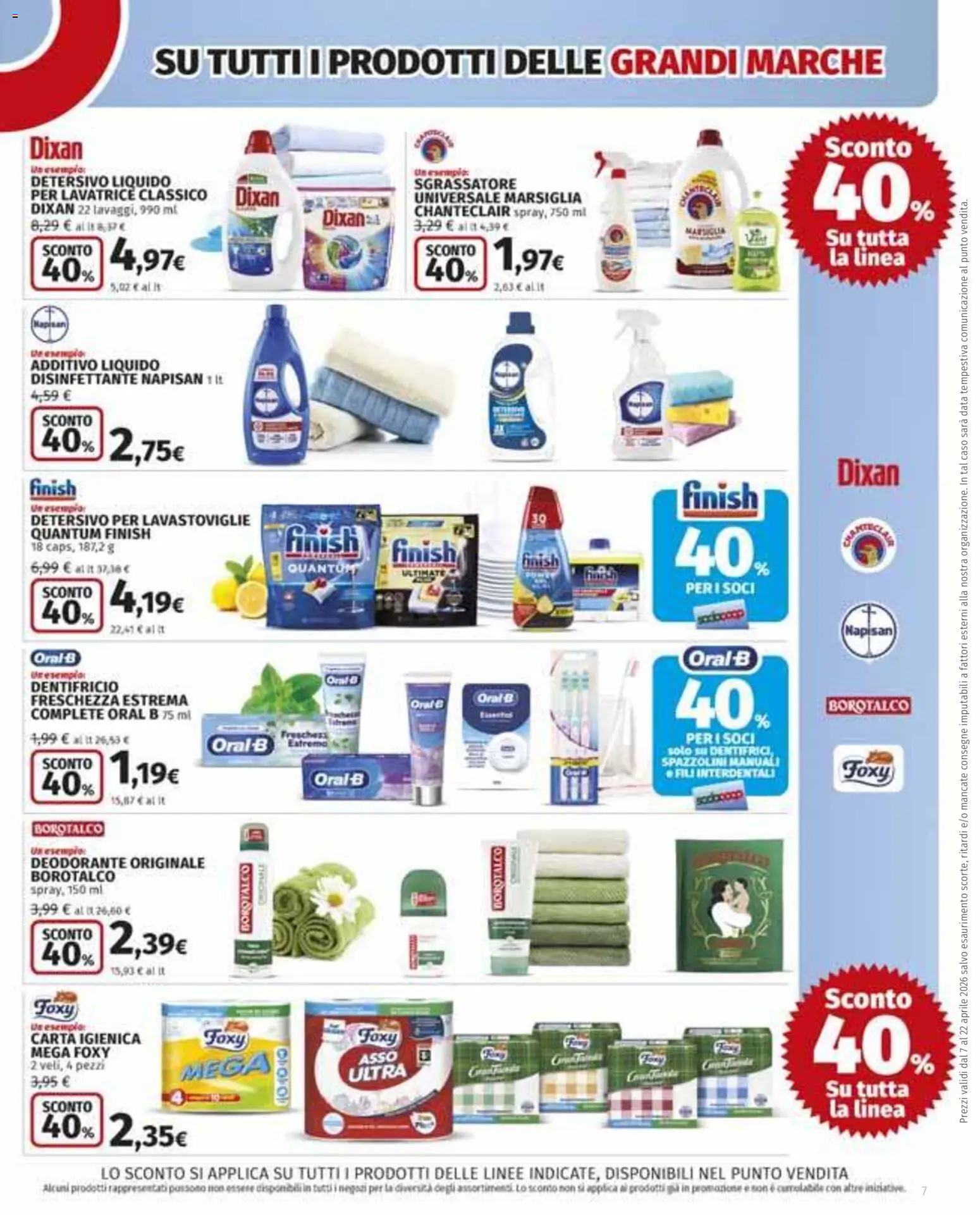 Volantino Ipercoop del 07.04.2026 | Pagina: 7 | Prodotti: Dentifricio, Detersivo per lavastoviglie, Lavatrice, Data
