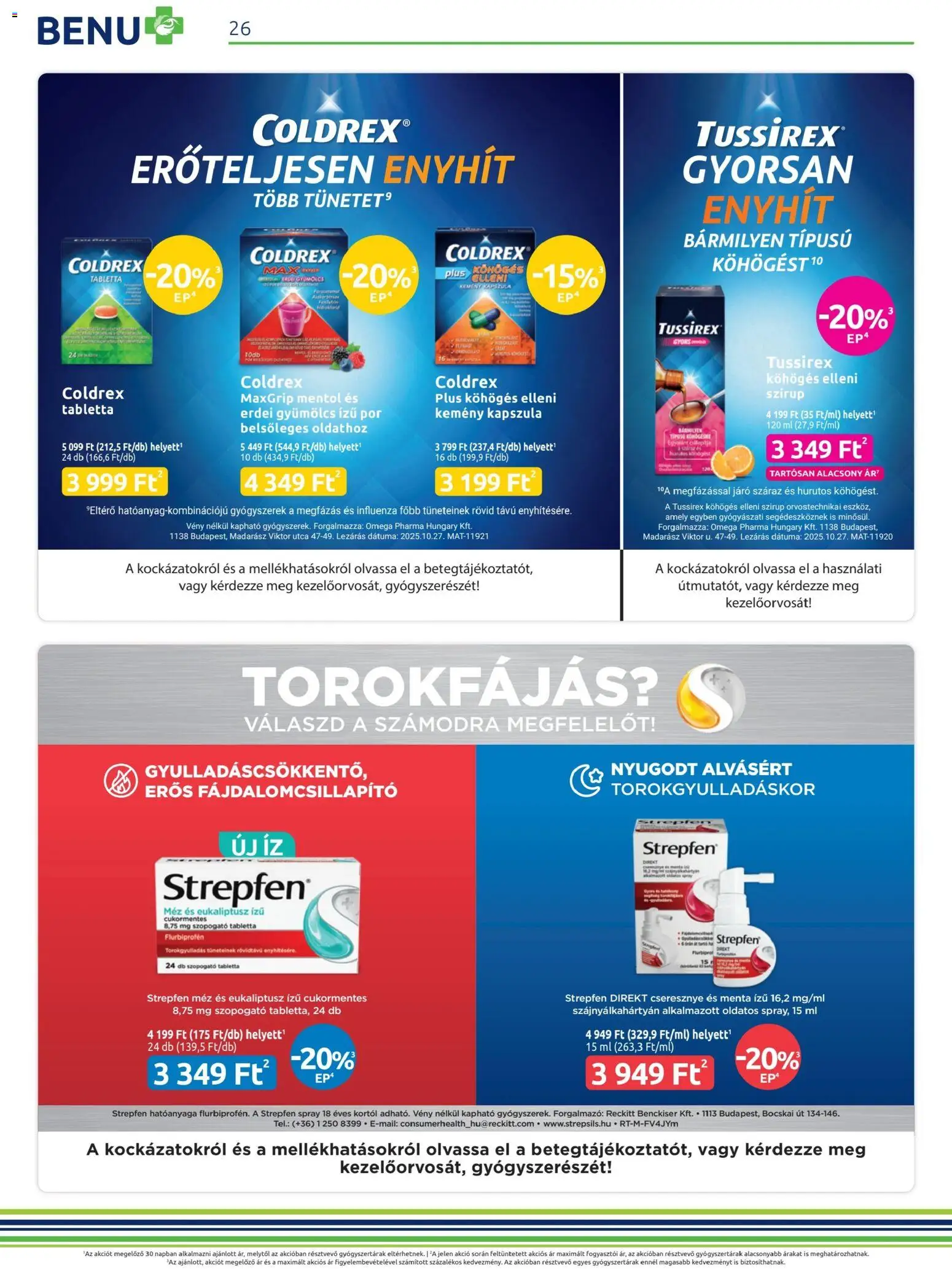 BENU Gyógyszertárak akciós ujság - amely érvényes a következő dátumtól: 01.01.2026 | Oldal: 26 | Termékek: Gyümölcs, Cseresznye, Méz, Gyógyszerek