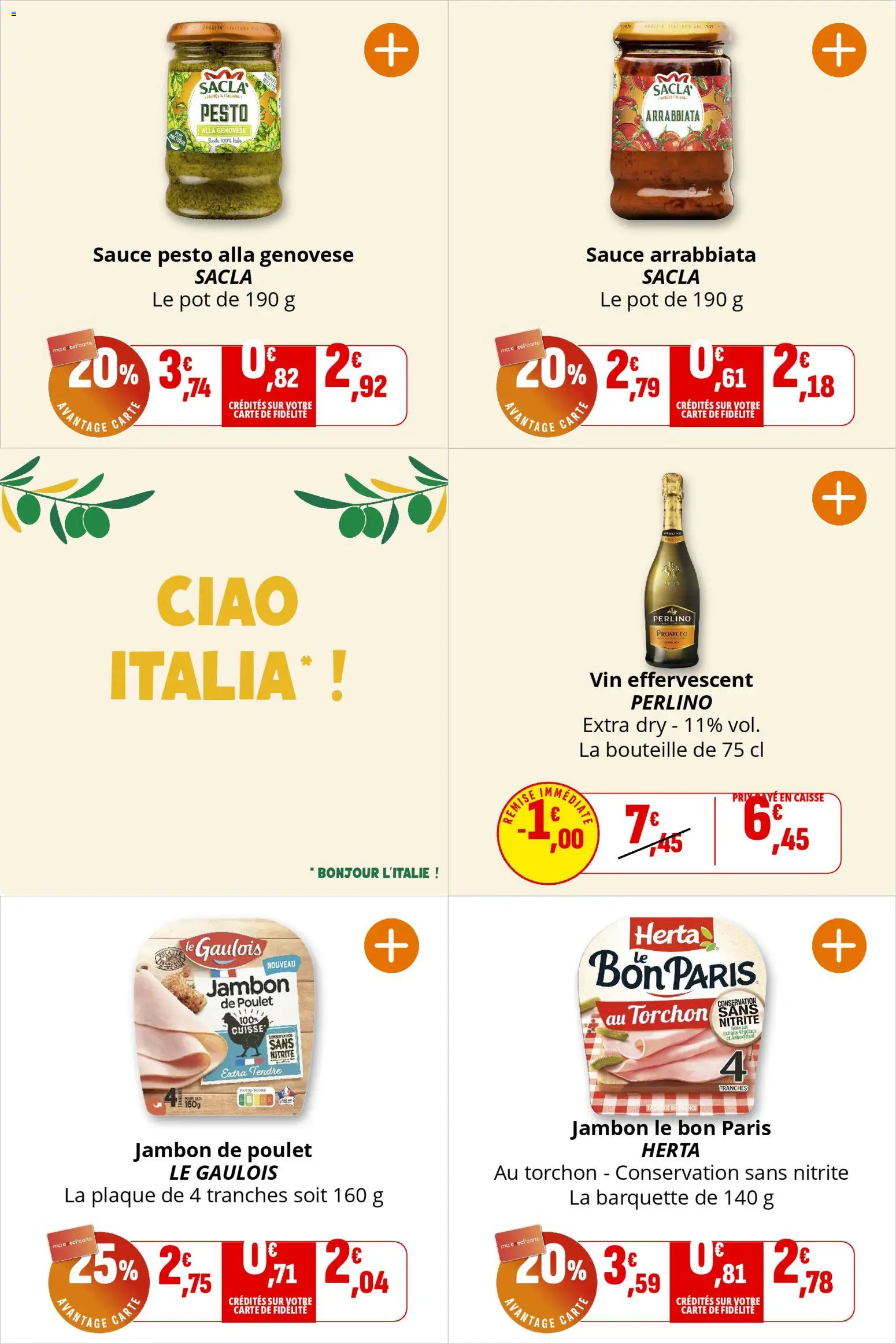 {H1} | Page: 6 | Produits: Pesto, Prosecco, Jambon, Vin
