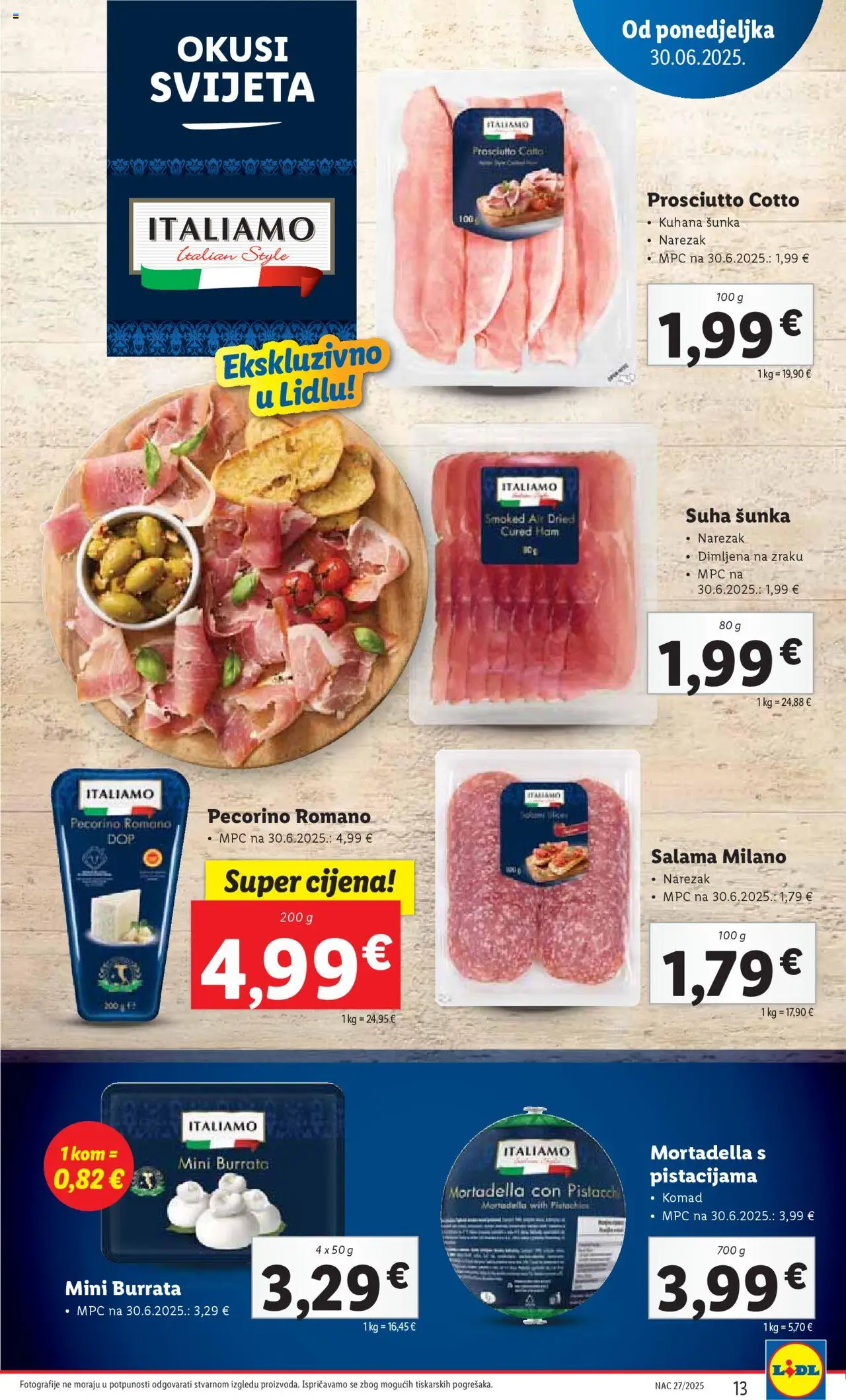 Lidl katalog | vrijedi od 30.06.2025 | Stranica: 13 | Proizvodi: Salama, Šunka, Narezak