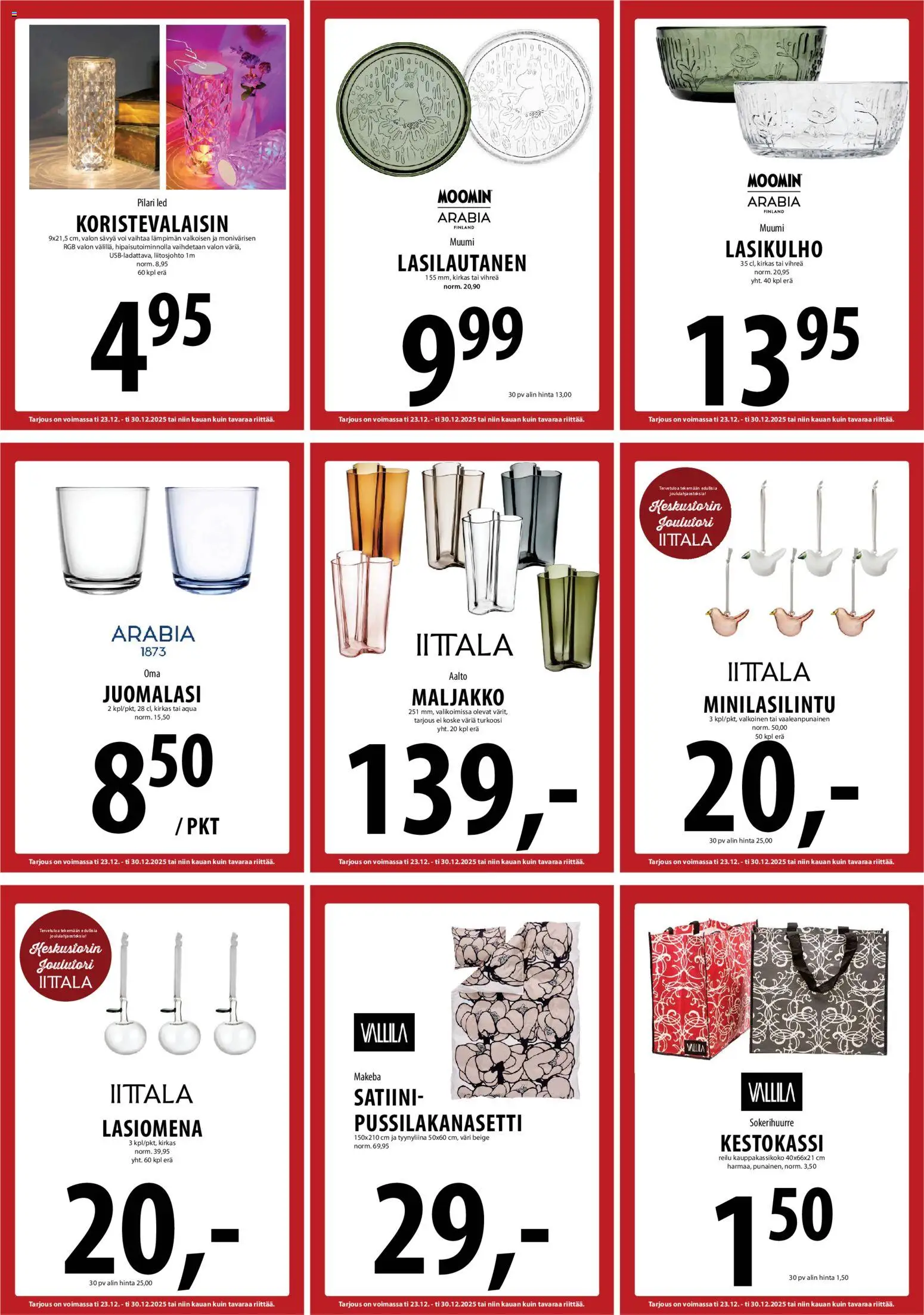Tuuri tarjoukset – voimassa 23.12.2025 alkaen | Sivu: 11 | Tuotteet: Pussilakanasetti, Maljakko, Voi, Tyynyliina