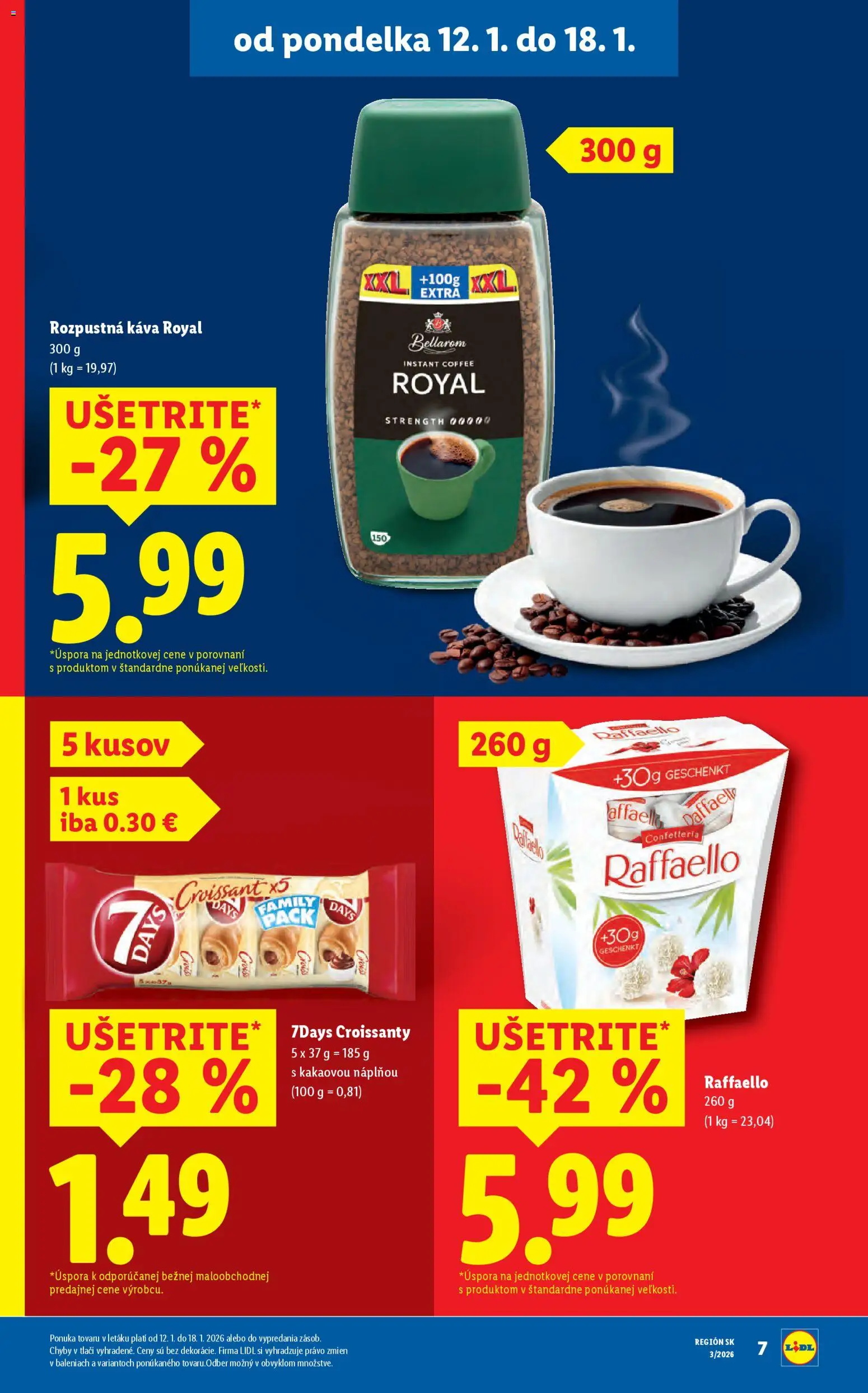 Nové Lidl akcie – leták je platný od 12.01.2026 | Strana: 7 | Produkty: Káva, Croissant
