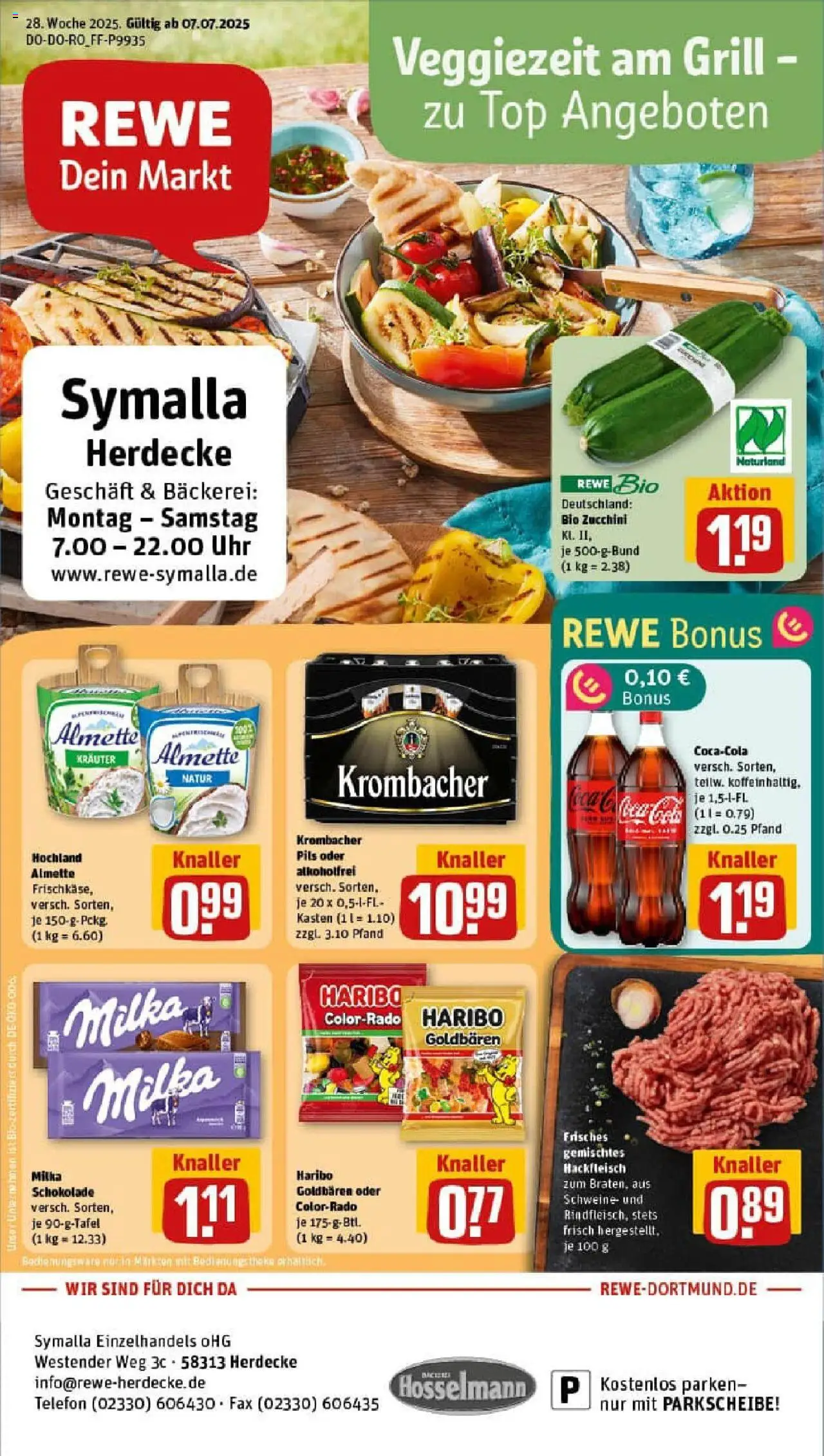 Rewe prospekt Herdecke	 - gültig ab dem 06.07.2025 | Seite: 1 | Produkte: Almette, Theke, Milka, Zucchini