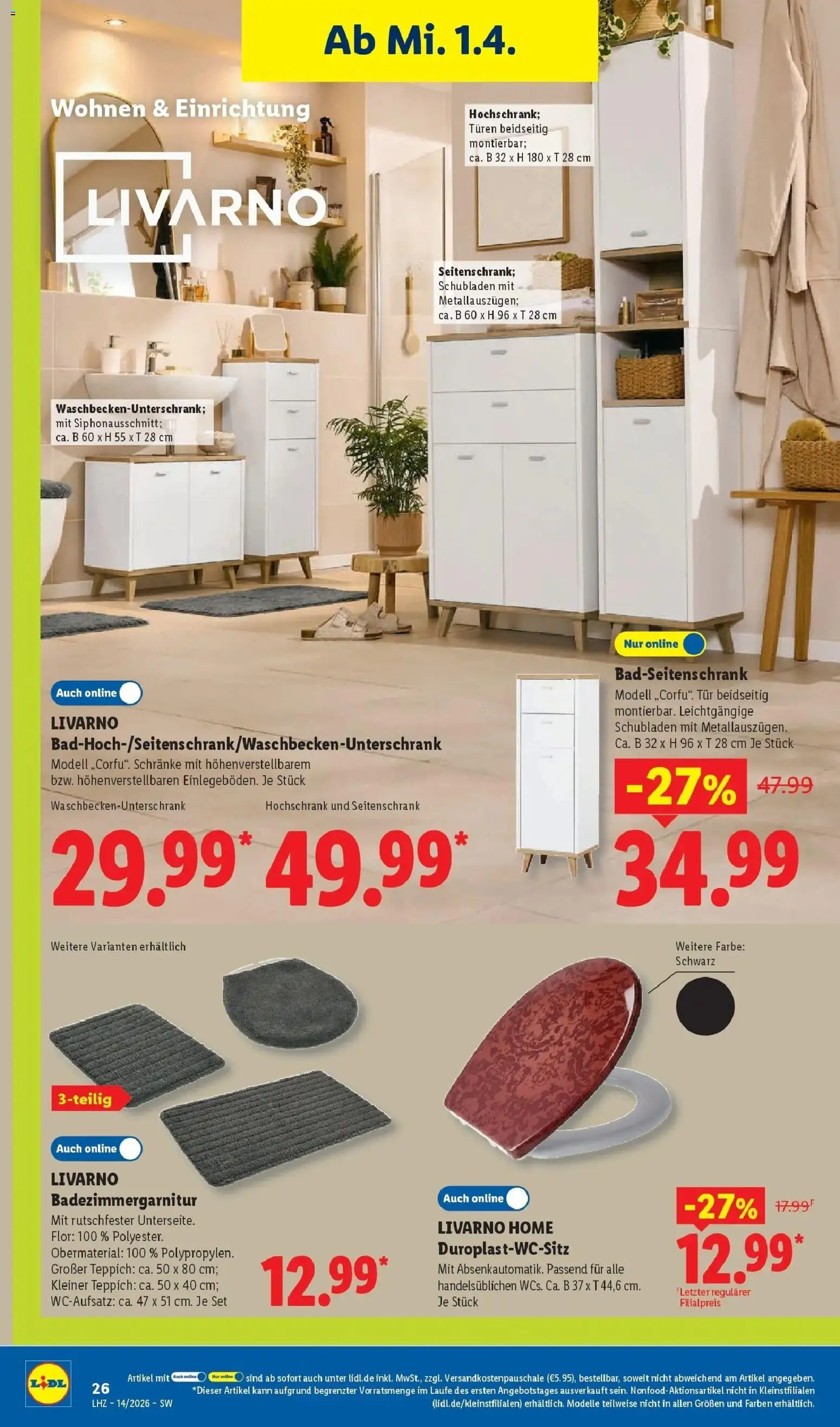 Lidl Prospekt Mühlacker – gültig ab 30.03.2026 | Seite: 50 | Produkte: Teppich, Tür, Hochschrank