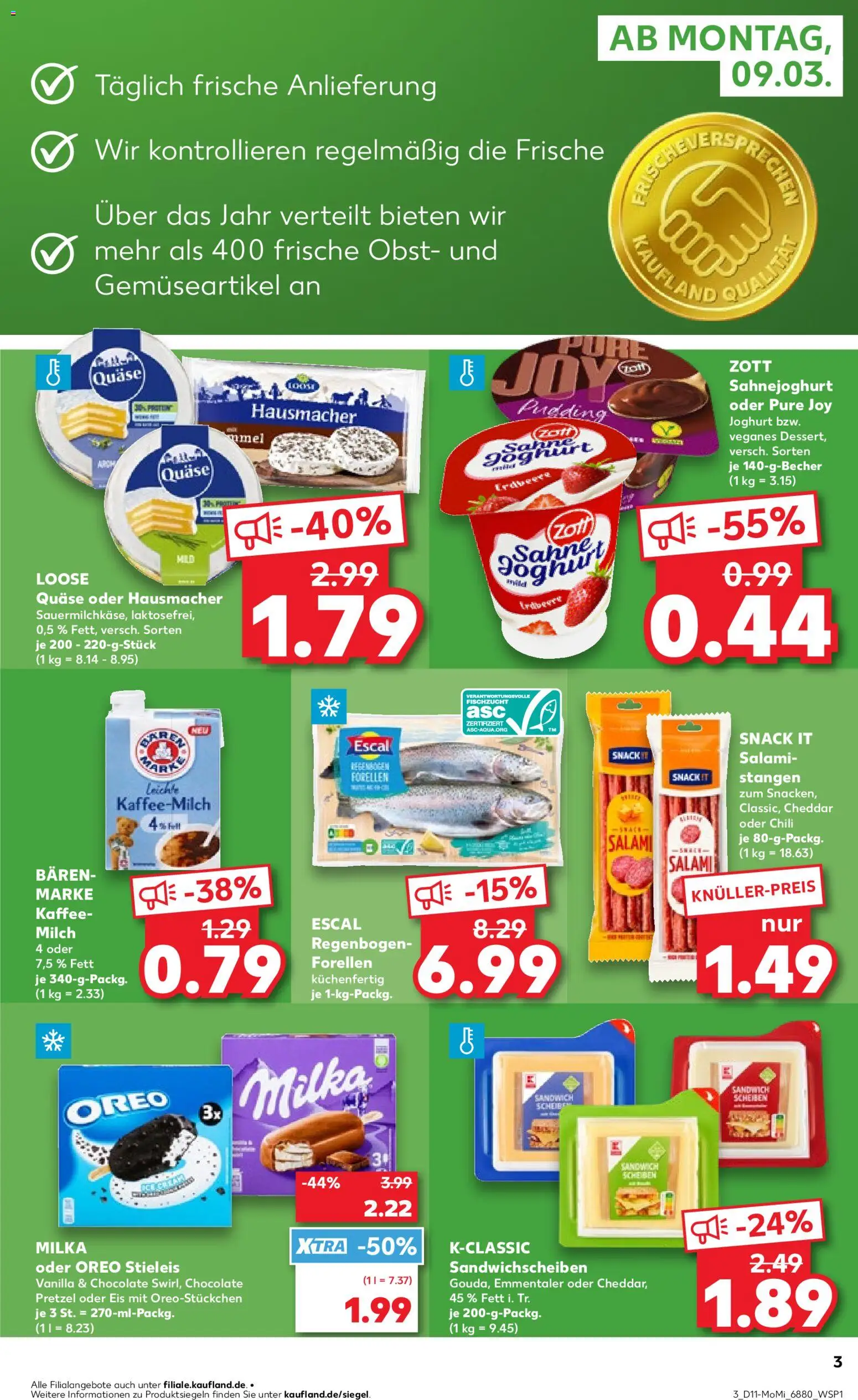 Kaufland Prospekt Völklingen	 – gültig ab 09.03.2026 | Seite: 3 | Produkte: Milch, Milka, Pudding, Eis