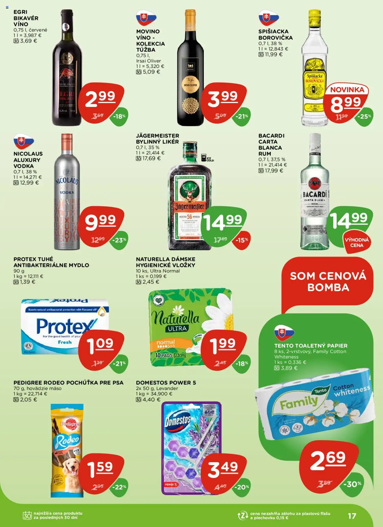 Terno leták │ platný od 21.08.2025 | Strana: 17 | Produkty: Jägermeister, Borovička, Hovädzie mäso, Toaletný papier