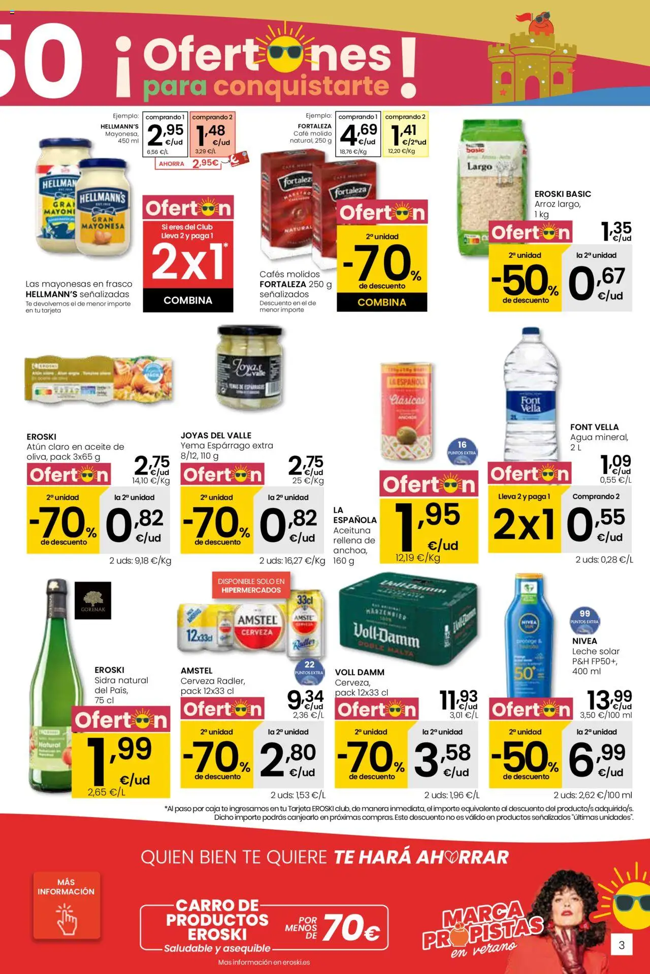 Eroski - Para conquistarte │ válido desde el 31.07.2025 | Página: 3 | Productos: Aceite, Té, Οθόνη προβολής, Atún claro