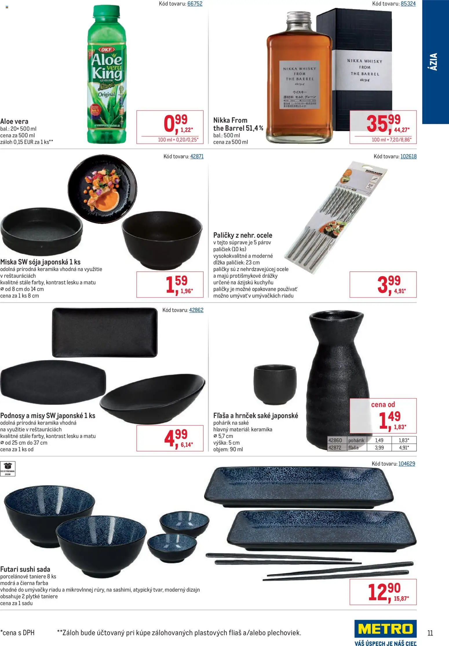 Nové Metro akcie – leták je platný od 28.01.2026 | Strana: 11 | Produkty: Taniere, Whisky, Sushi