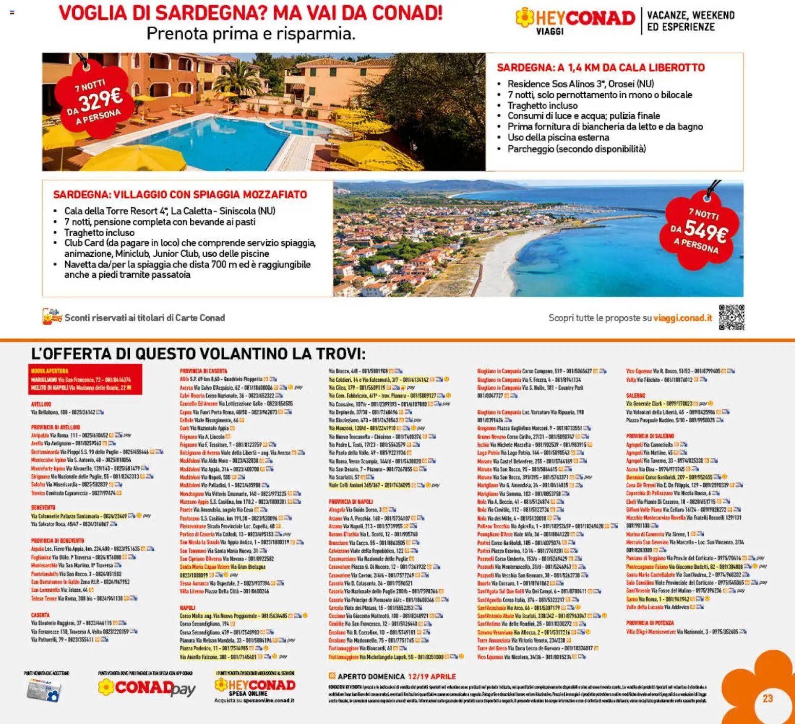 Volantino Conad del 08.04.2026 | Pagina: 23 | Prodotti: Piscina, Mais, Letto, Biancheria da letto