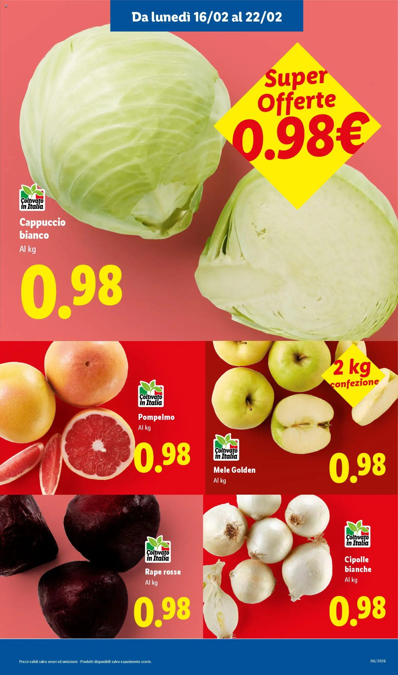 Volantino Lidl del 16.02.2026 | Pagina: 3 | Prodotti: Mele, Pompelmo, Cipolle, Cappuccio
