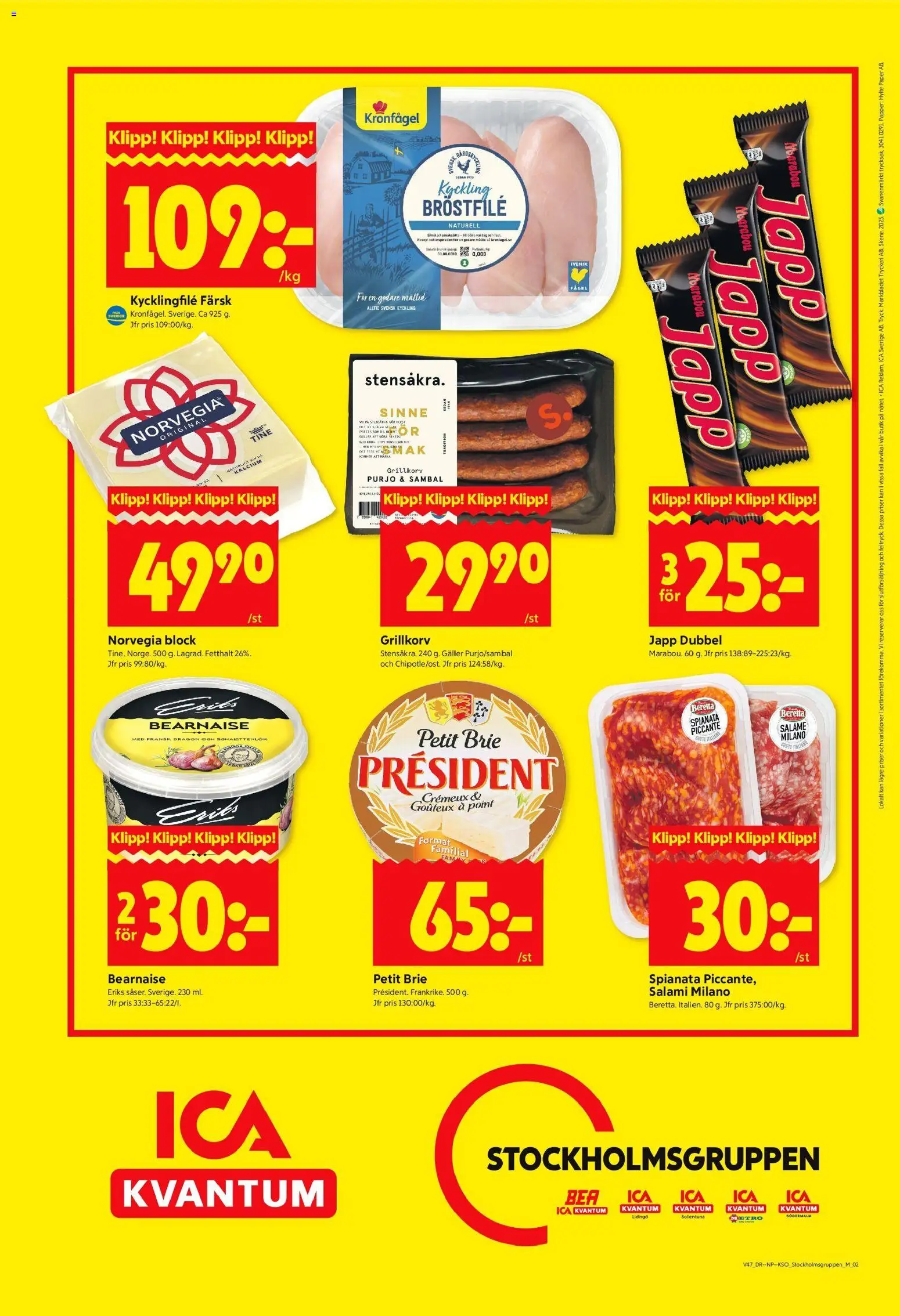 ICA Kvantum reklamblad aktuell från 17.11.2025 | Sida: 9 | Produkter: Kycklingfile, Galler, Grillkorv, Salami