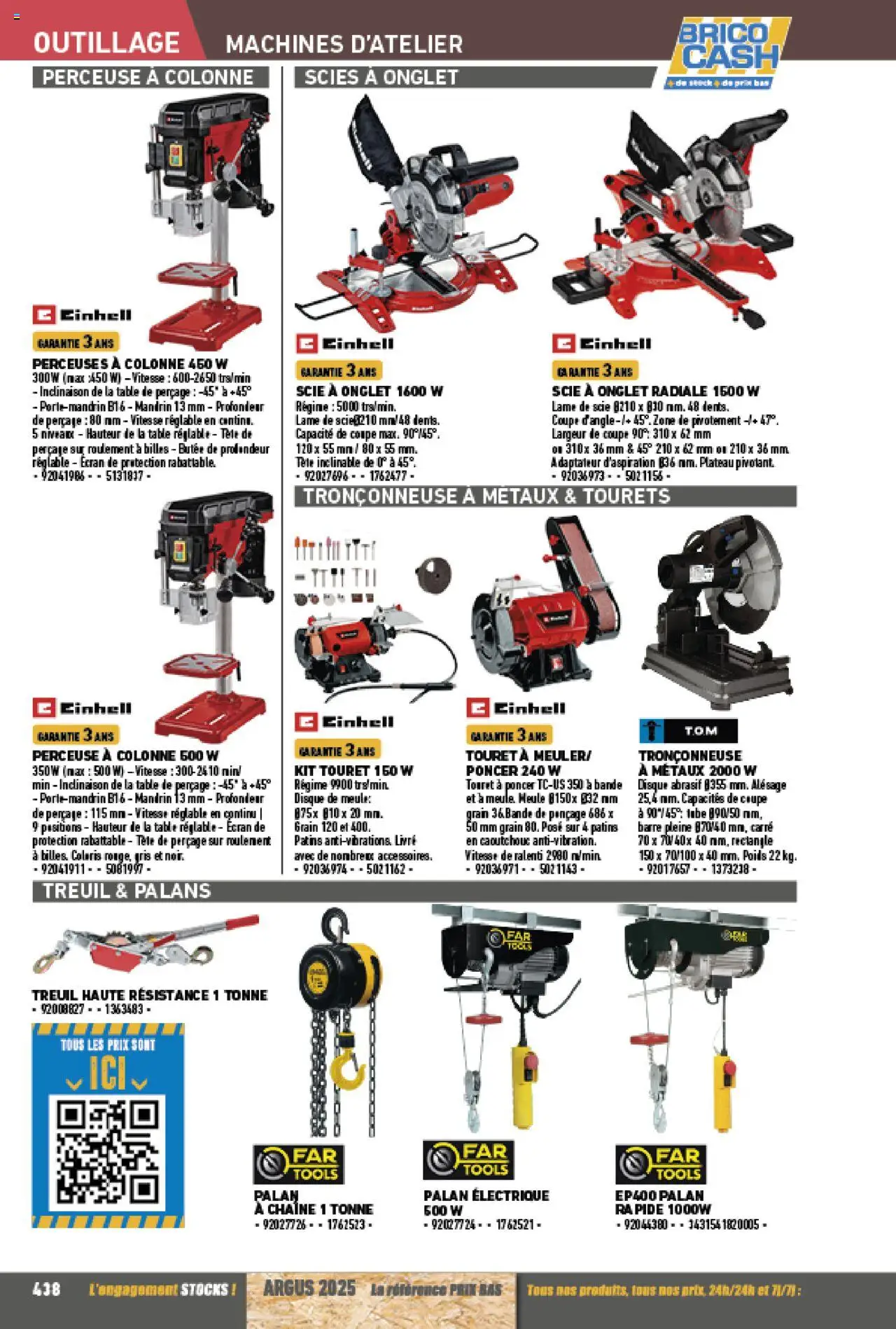 {H1} | Page: 438 | Produits: Poids, Tronçonneuse, Table, Livre