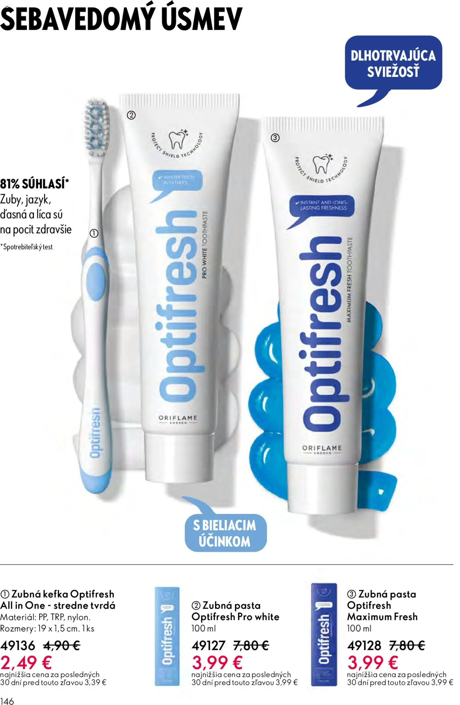 Nové Oriflame akcie – leták je platný od 06.05.2026 | Strana: 146 | Produkty: Zubná kefka, Zubná pasta