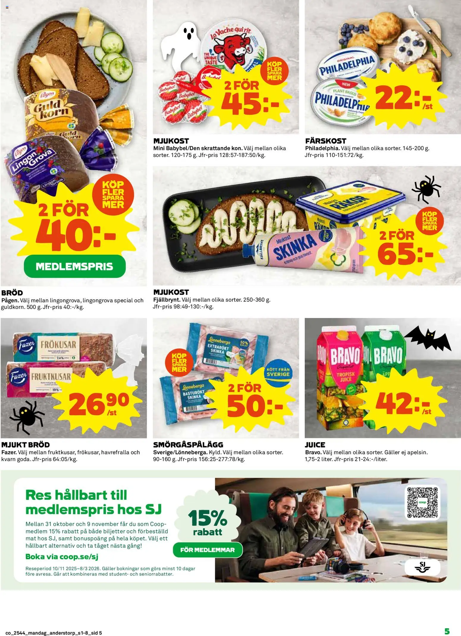 Coop reklamblad aktuell från 27.10.2025 | Sida: 5 | Produkter: Kvarn, Smörgåspålägg, Bröd, Juice