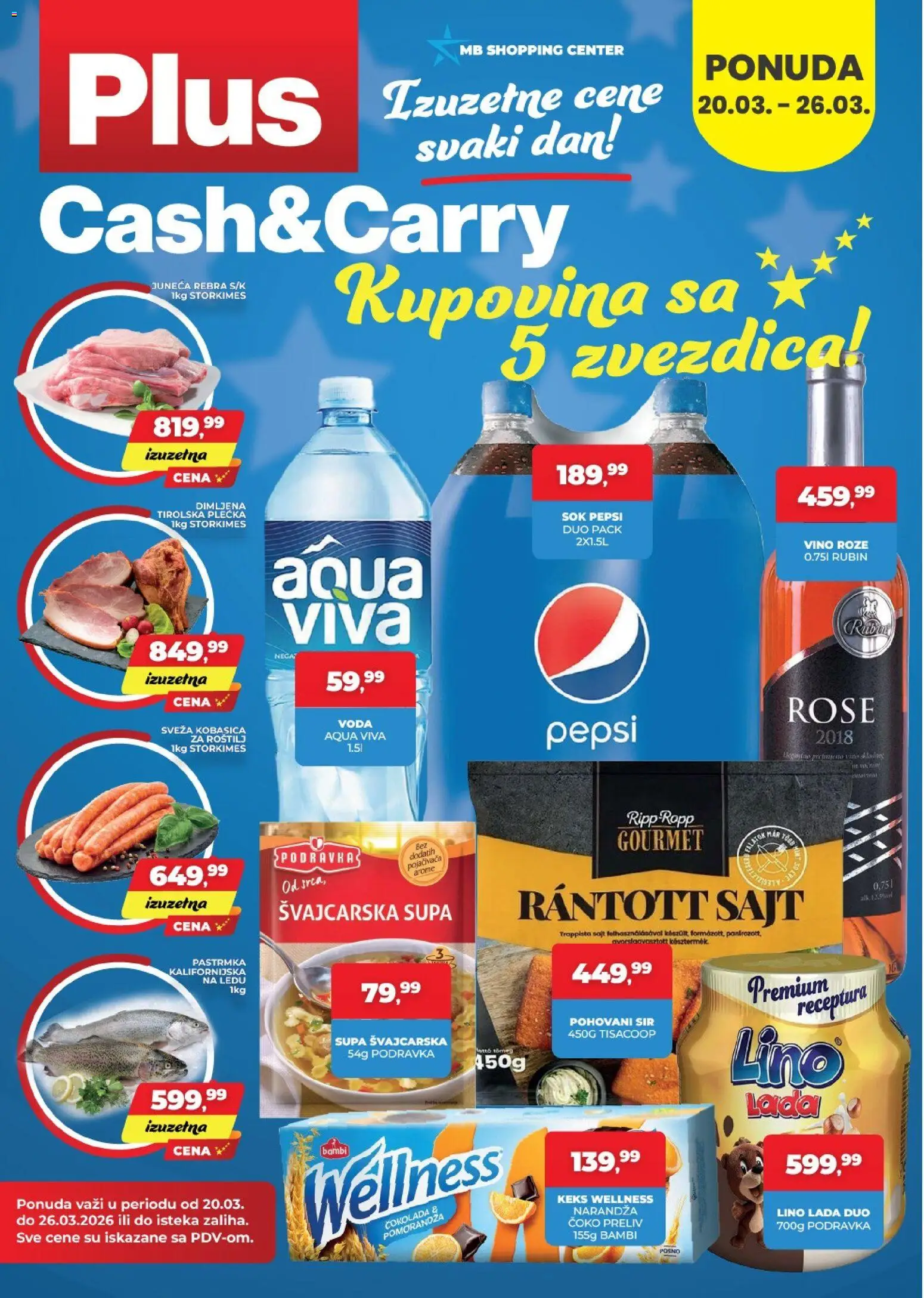 Plus Cash & Carry katalog - važi od 20.03.2026 | Strana: 1 | Proizvode: Podravka, Voda, Pomorandza, Vino