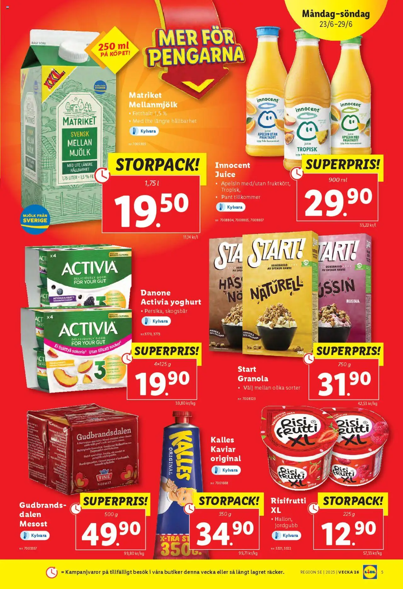 Lidl reklamblad aktuell från 23.06.2025 | Sida: 5 | Produkter: Risifrutti, Yoghurt, Granola, Apelsin