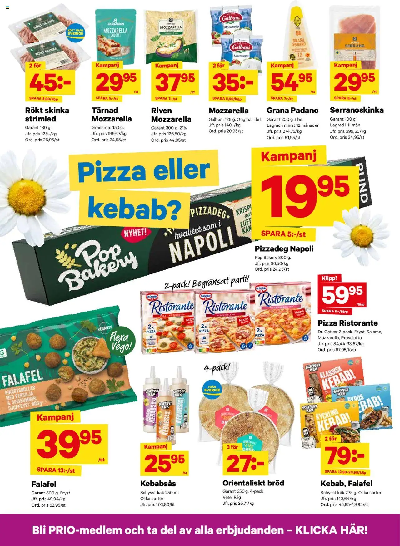 City Gross reklamblad aktuell från 23.06.2025 | Sida: 8 | Produkter: Kebabsås, Skinka, Pizza, Falafel