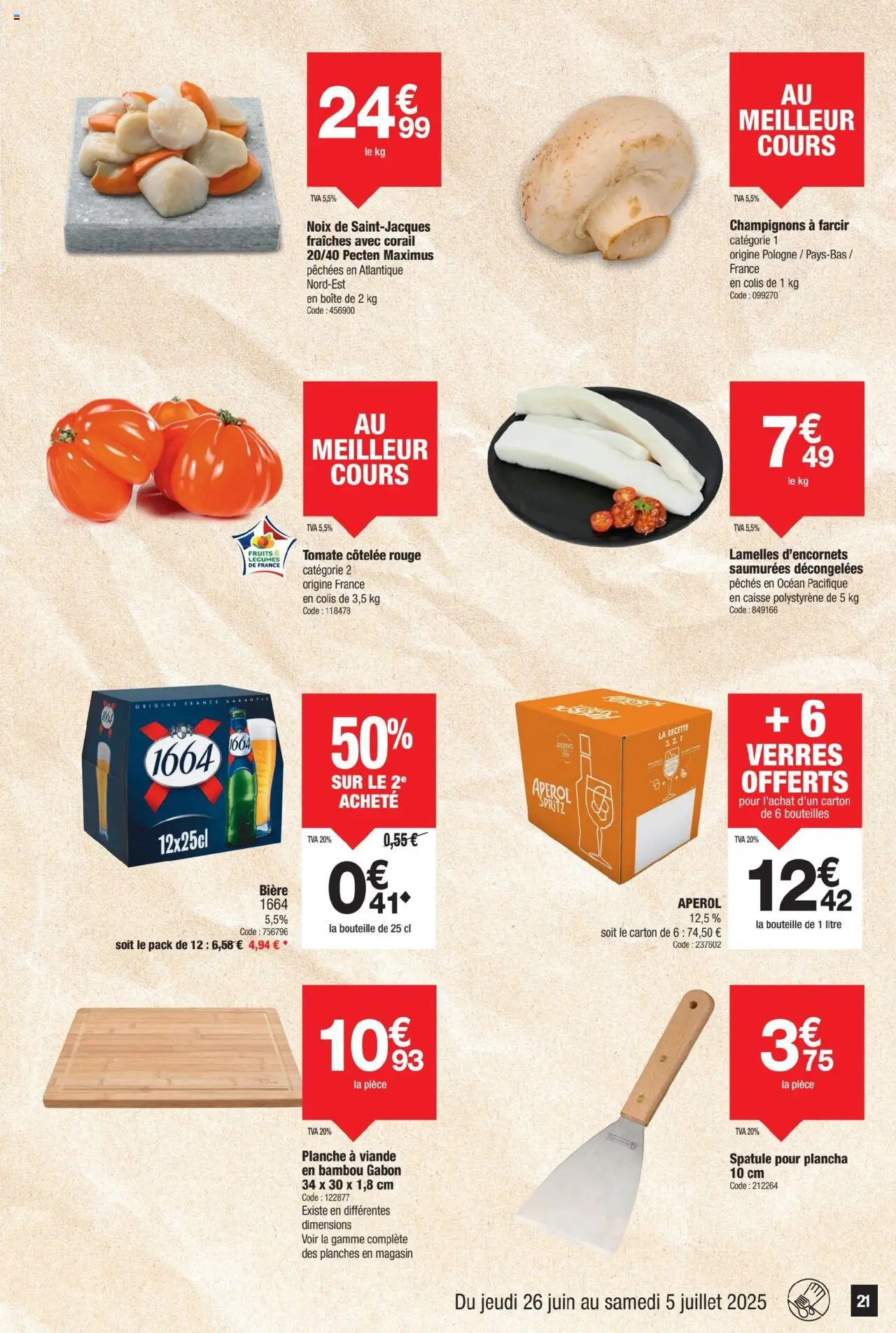  | Page: 21 | Produits: Spatule, Viande, Bière, Noix