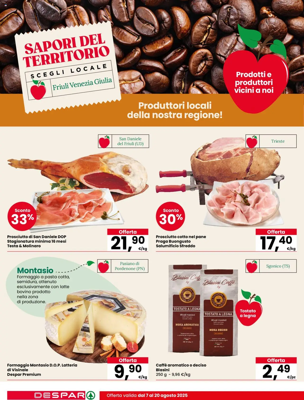 Volantino Despar del 07.08.2025 | Pagina: 6 | Prodotti: Caffè, Latte, Pasta, Macinato